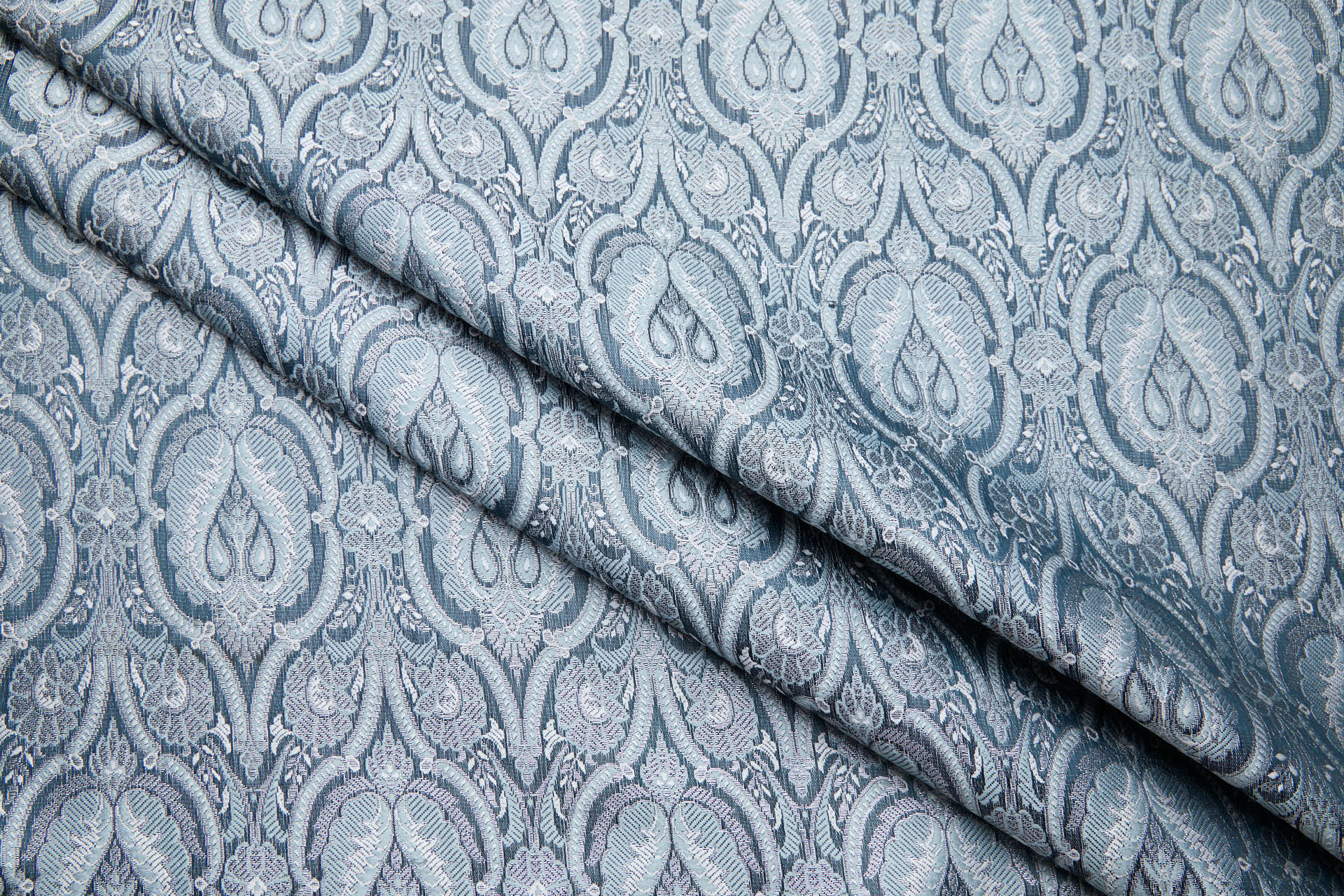 Banaras Brocade - Dark Teal, Duck Egg and Silver fabric, image 3 of 8