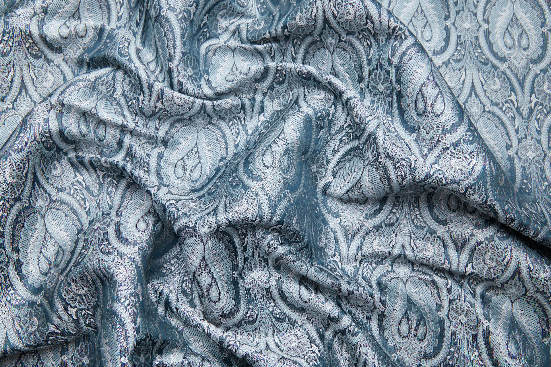 Banaras Brocade - Dark Teal, Duck Egg and Silver fabric, image 4 of 8