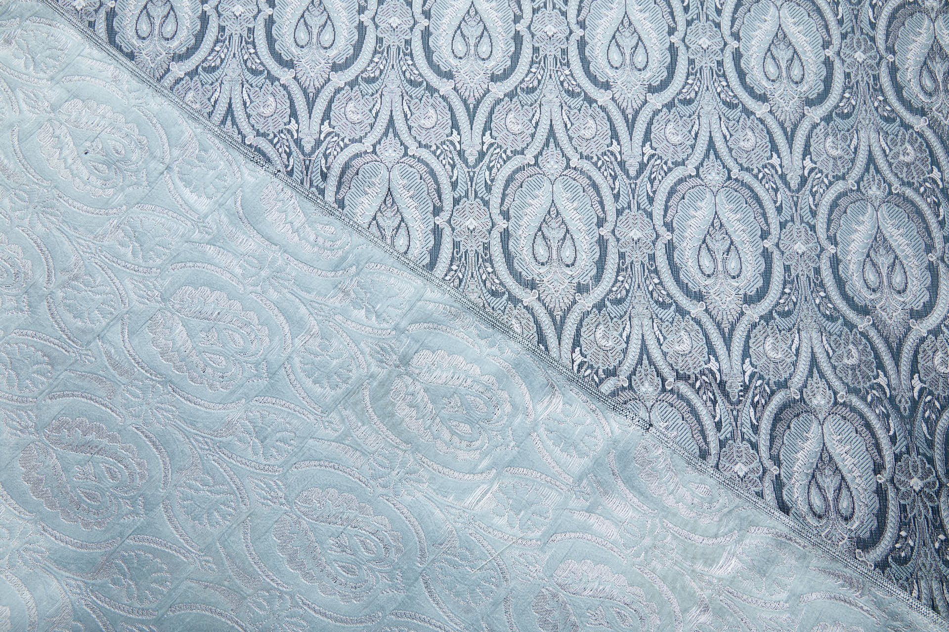 Banaras Brocade - Dark Teal, Duck Egg and Silver fabric, image 6 of 8