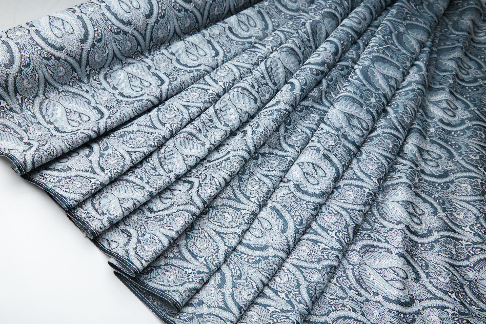 Banaras Brocade - Dark Teal, Duck Egg and Silver fabric, image 7 of 8