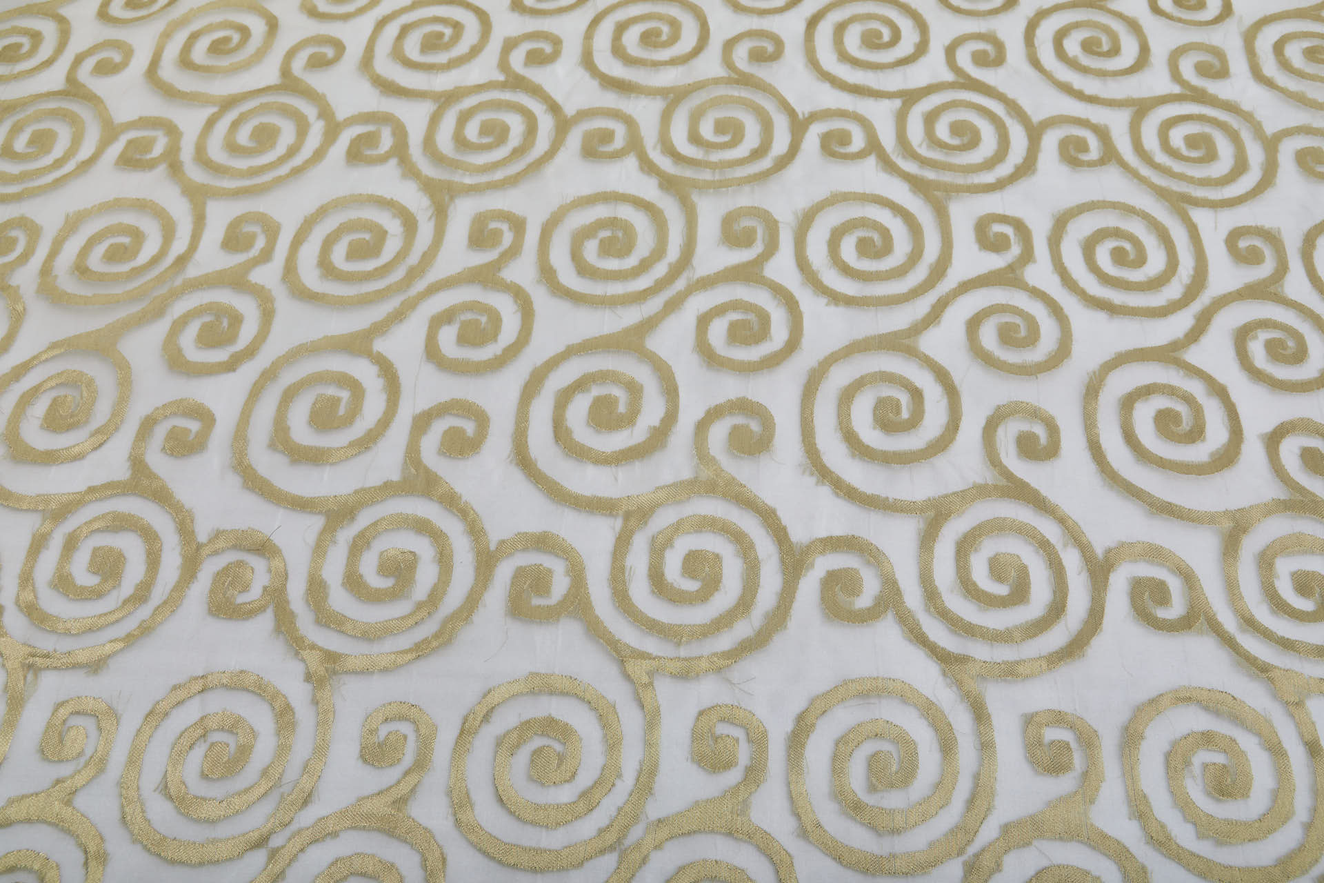 Silk Metal Organza - Ivory with Gold Swirls fabric, image 9 of 9