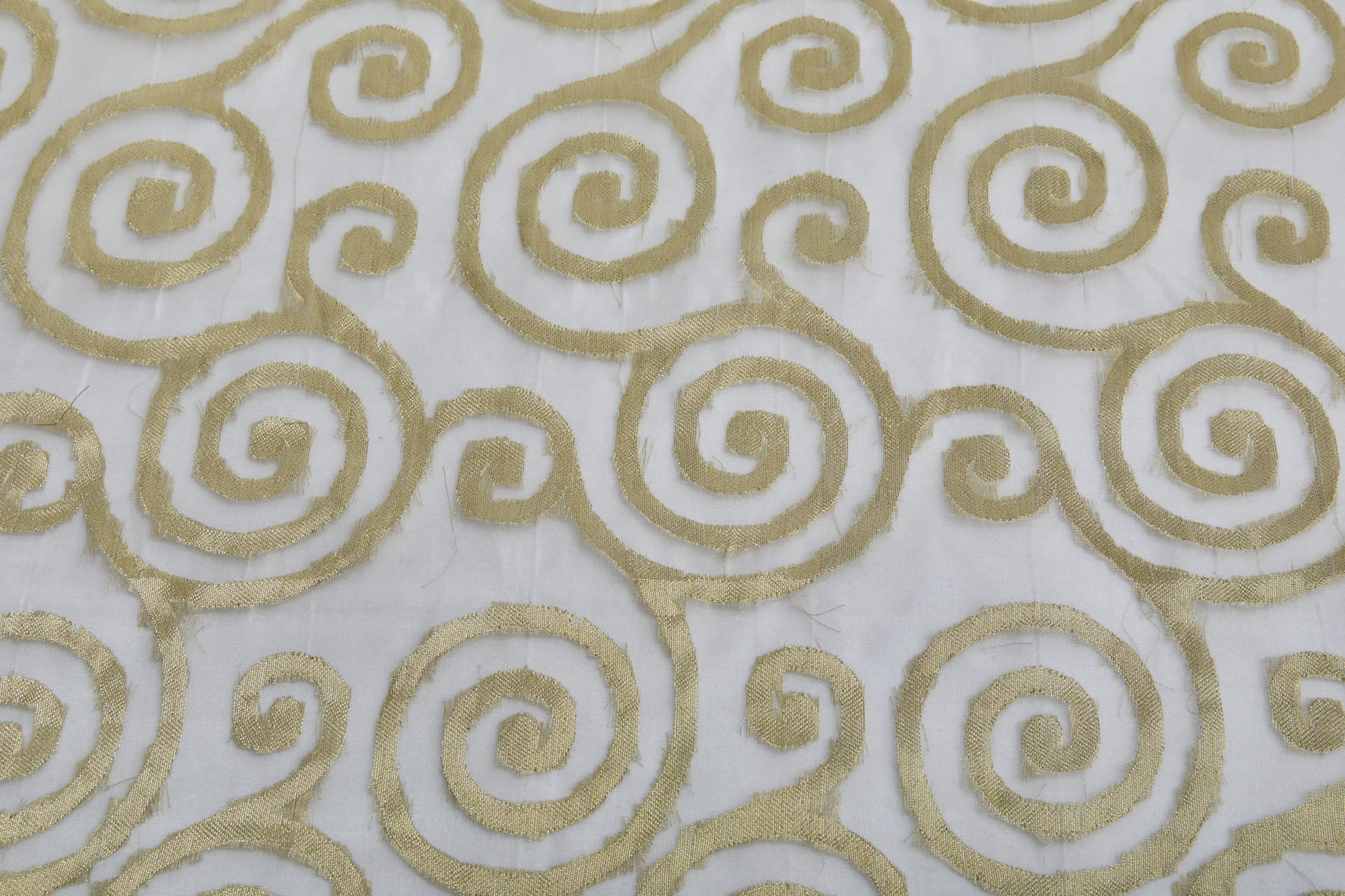Silk Metal Organza - Ivory with Gold Swirls fabric, image 2 of 9