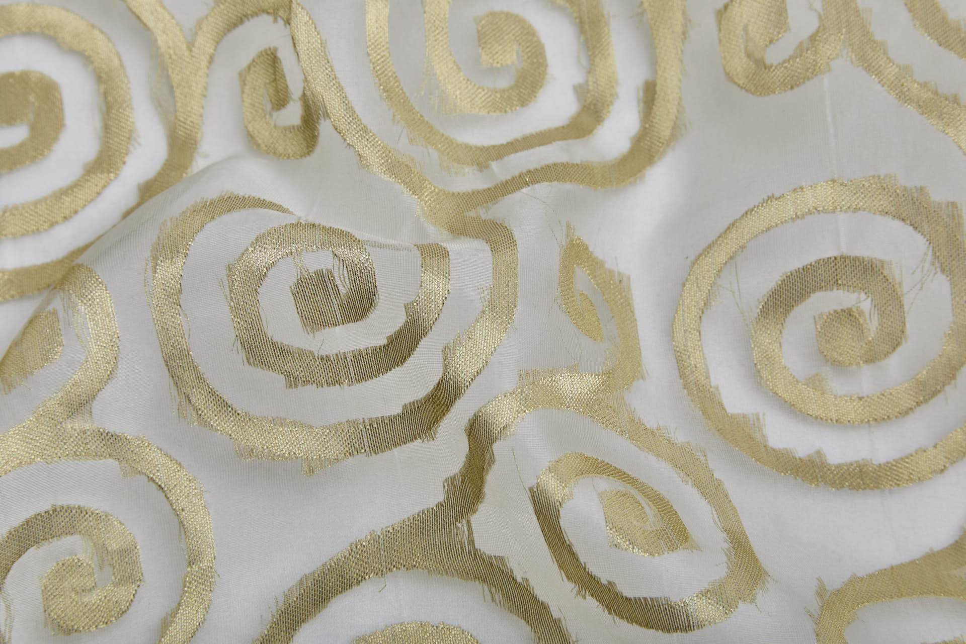 Silk Metal Organza - Ivory with Gold Swirls fabric, image 8 of 9