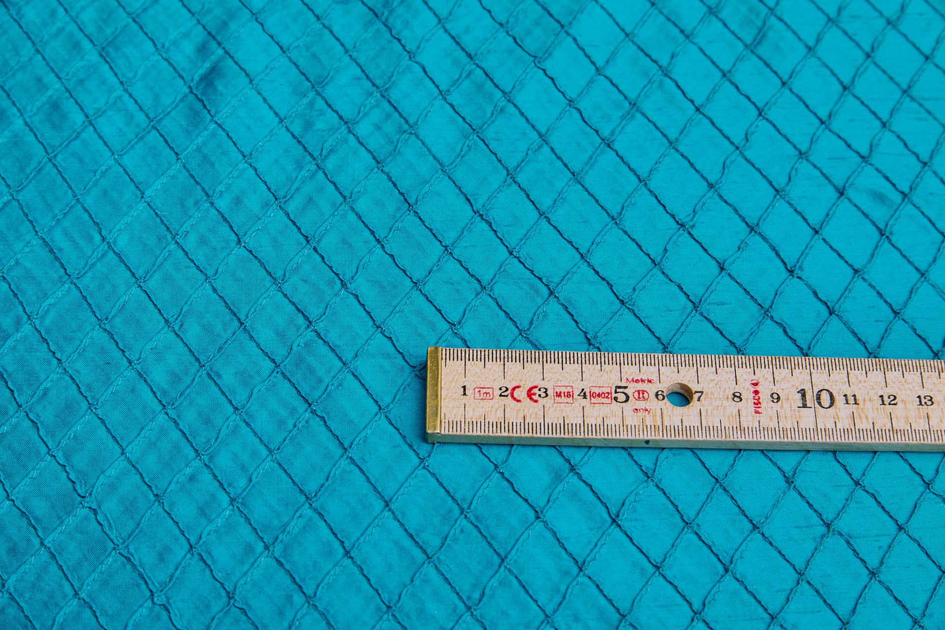 Diamond Pintuck Silk Dupion - Turquoise fabric, image 2 of 7