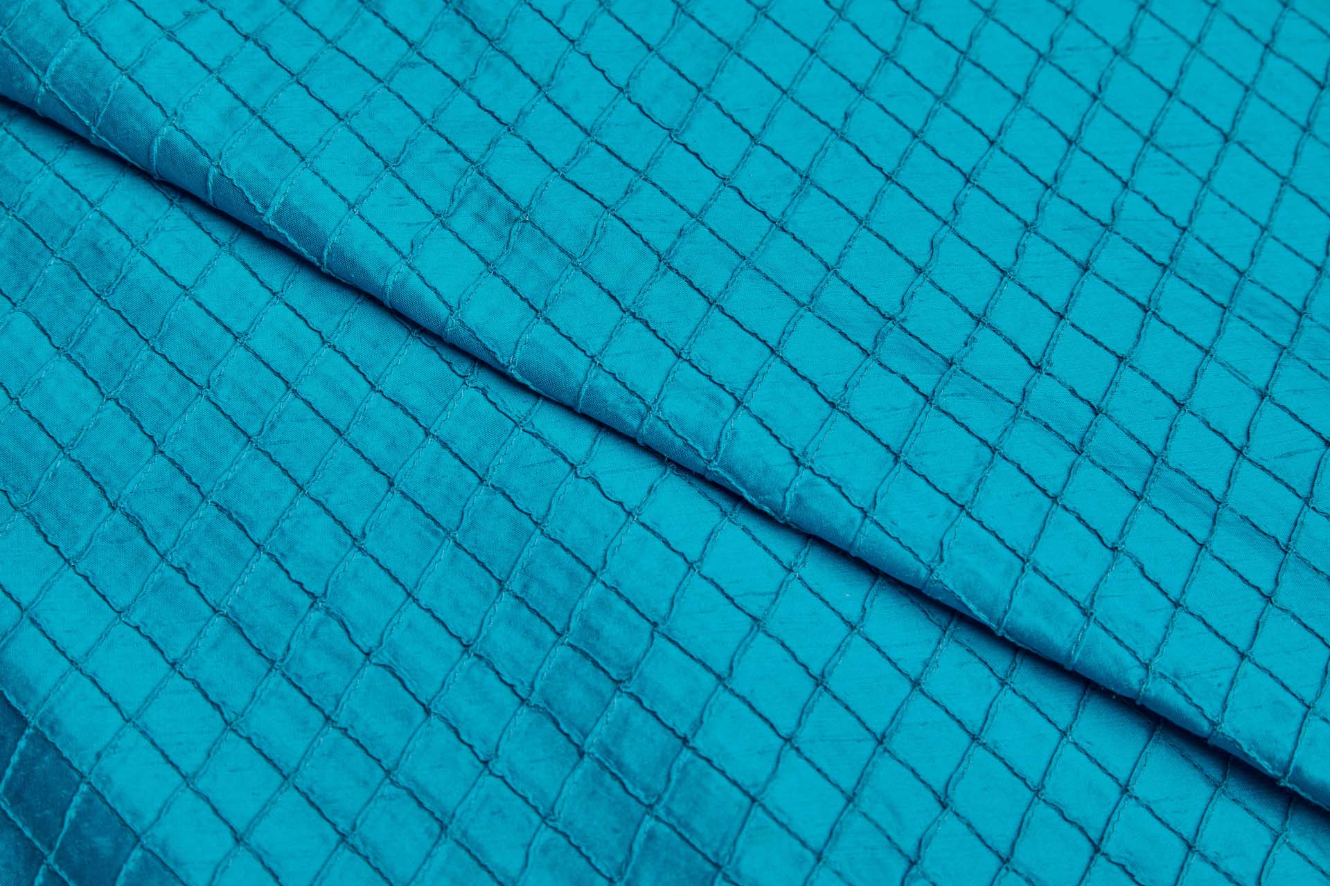 Diamond Pintuck Silk Dupion - Turquoise fabric, image 3 of 7