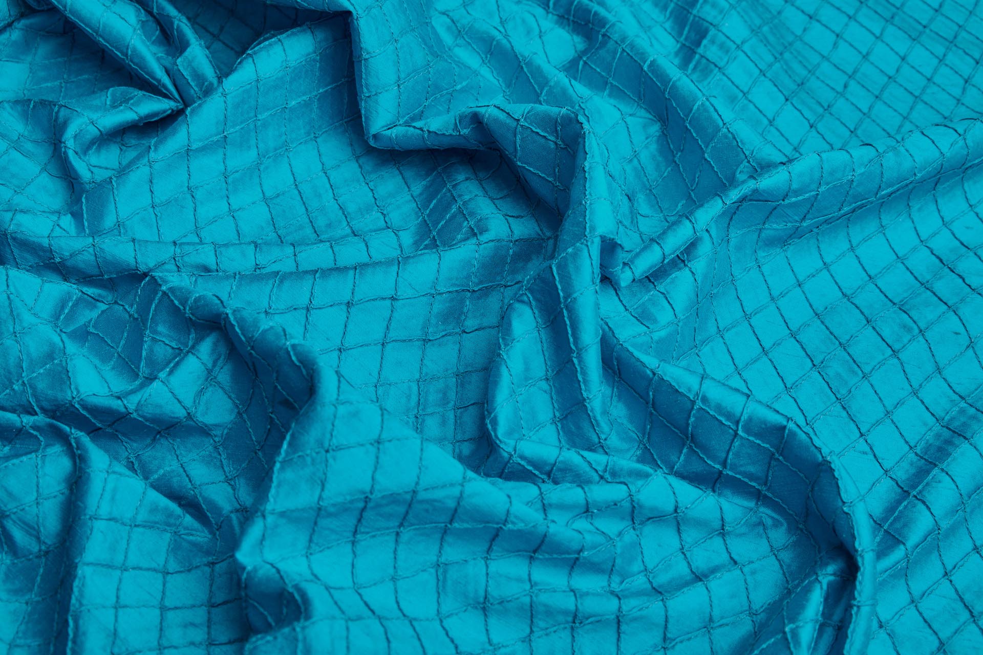 Diamond Pintuck Silk Dupion - Turquoise fabric, image 4 of 7
