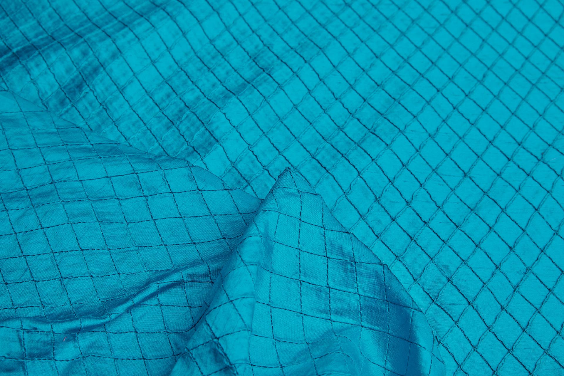 Diamond Pintuck Silk Dupion - Turquoise fabric, image 5 of 7
