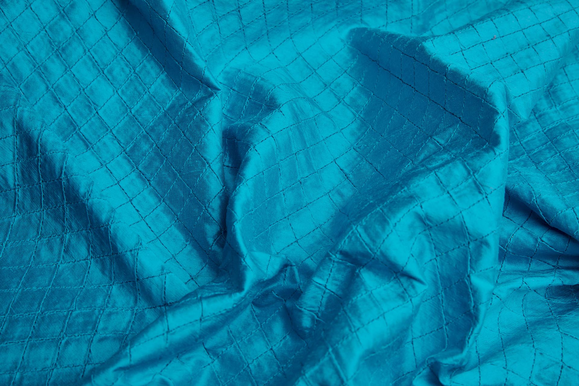 Diamond Pintuck Silk Dupion - Turquoise fabric, image 6 of 7