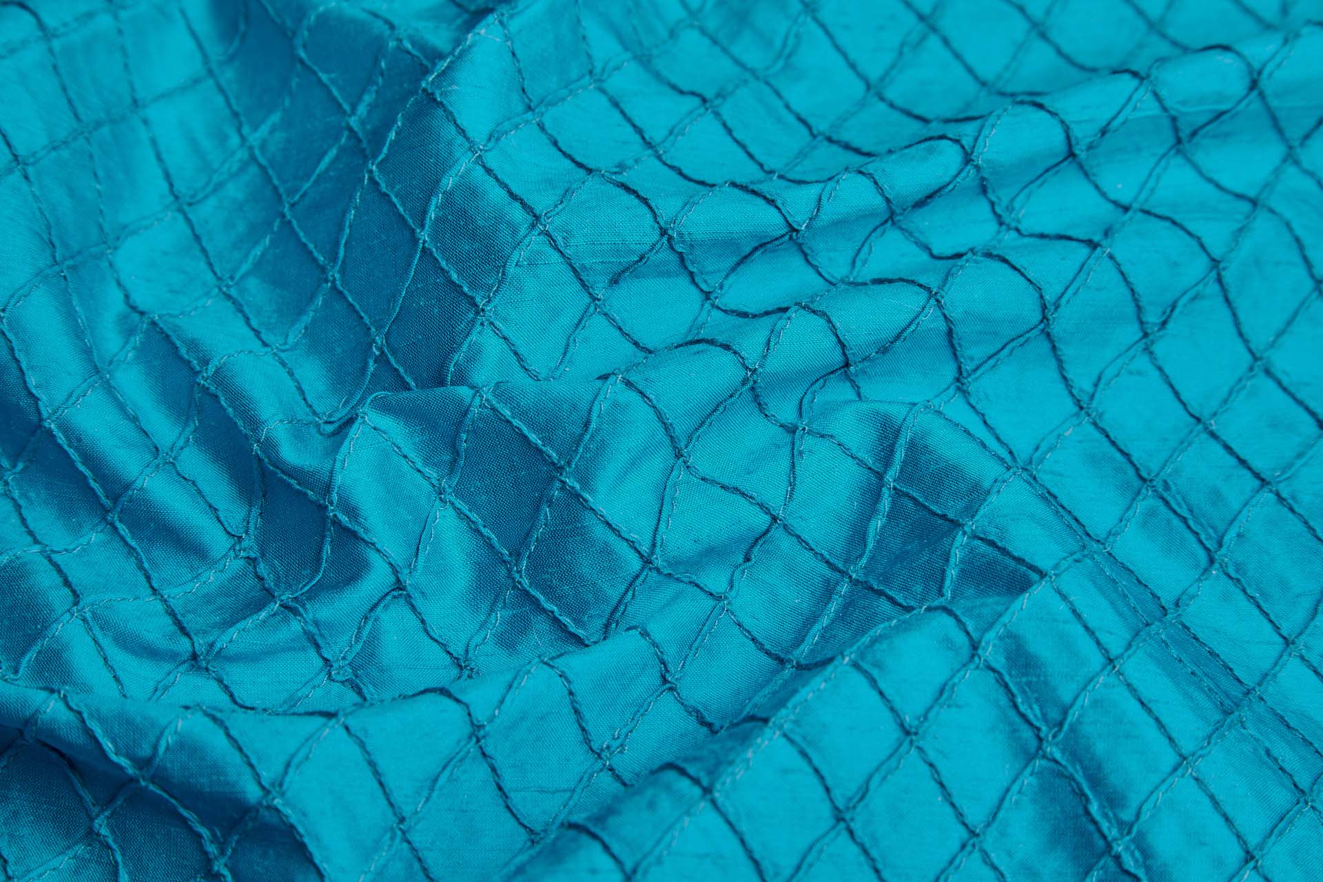 Diamond Pintuck Silk Dupion - Turquoise fabric