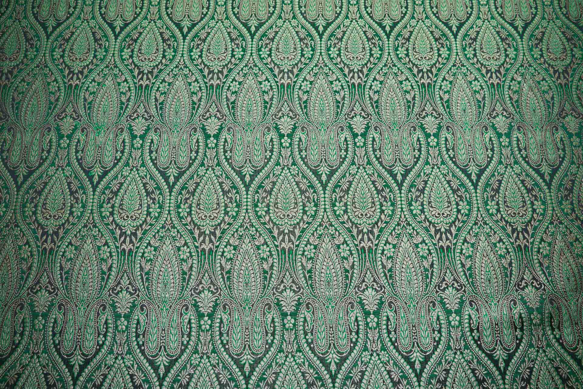 Banaras Brocade - Emerald, Black and Gold fabric, image 9 of 10