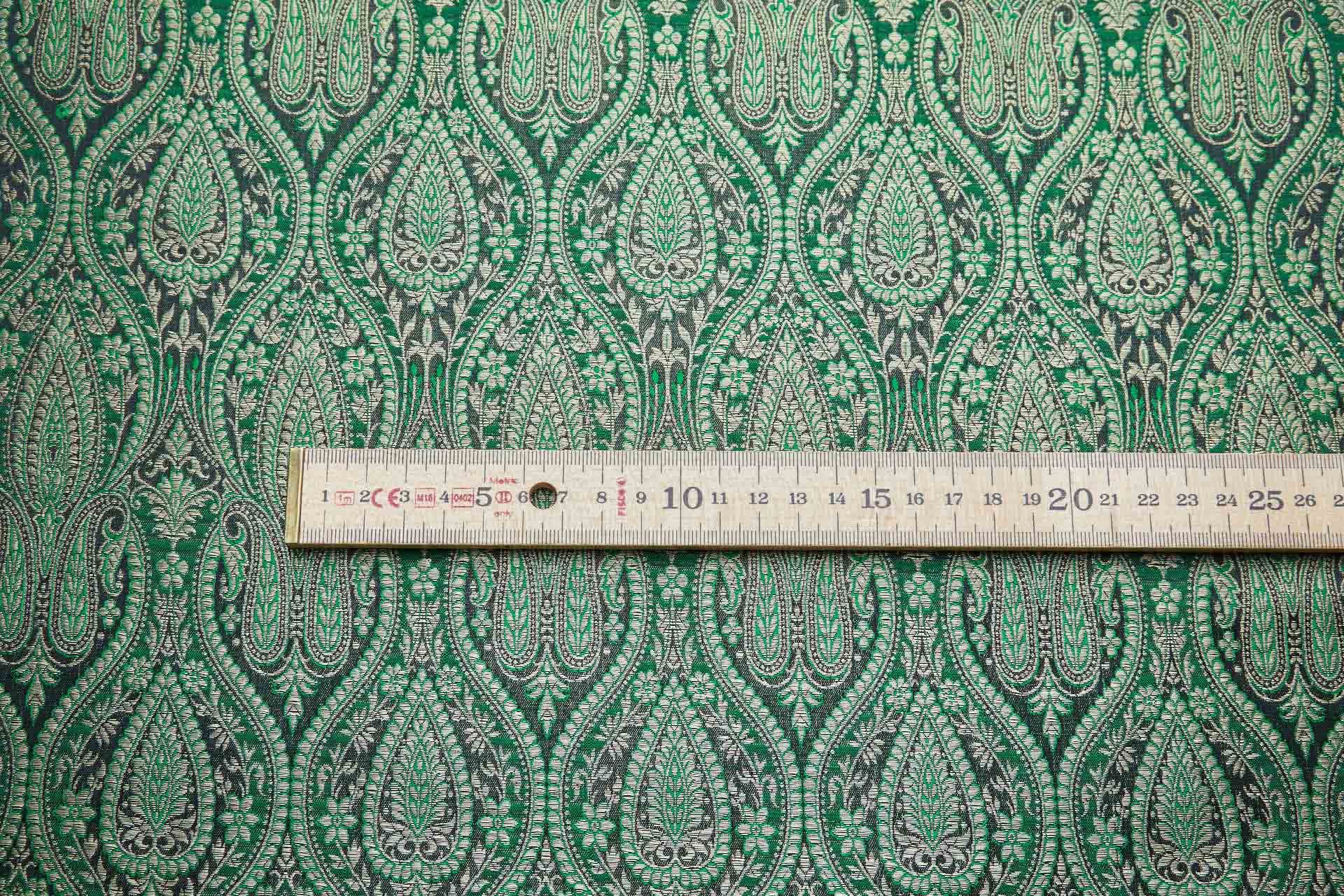 Banaras Brocade - Emerald, Black and Gold fabric, image 10 of 10