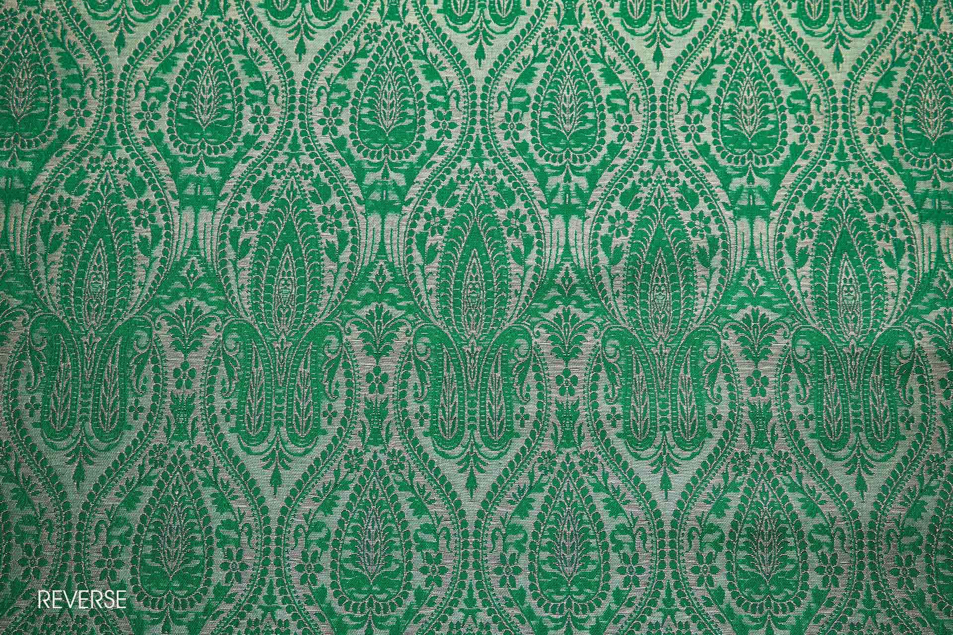 Banaras Brocade - Emerald, Black and Gold fabric, image 5 of 10