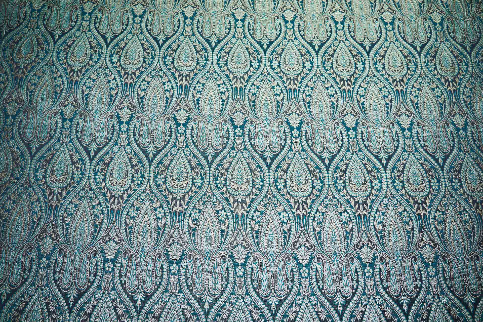 Banaras Brocade - Teal, Black and Gold fabric, image 10 of 10