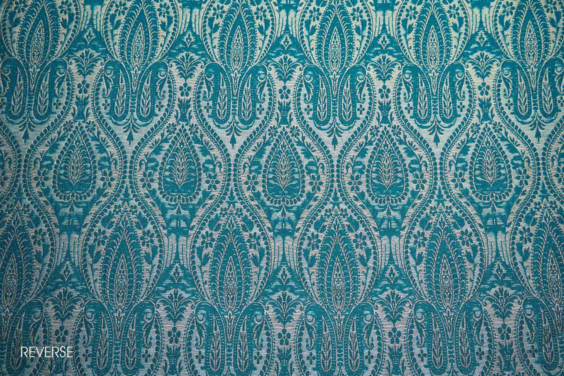 Banaras Brocade - Teal, Black and Gold fabric, image 6 of 10