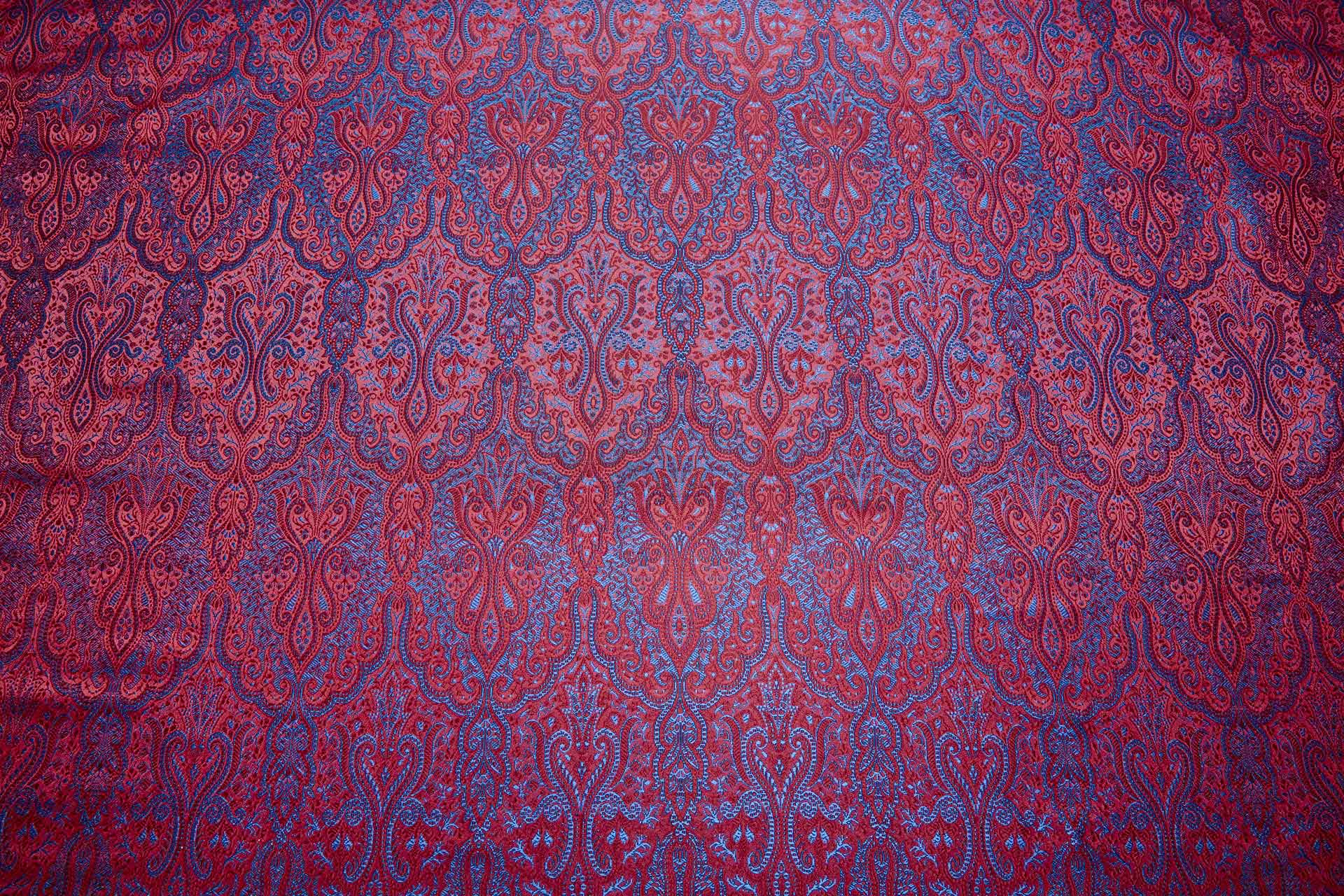 Banaras Brocade - Red, Maroon and Royal Blue fabric, image 3 of 11