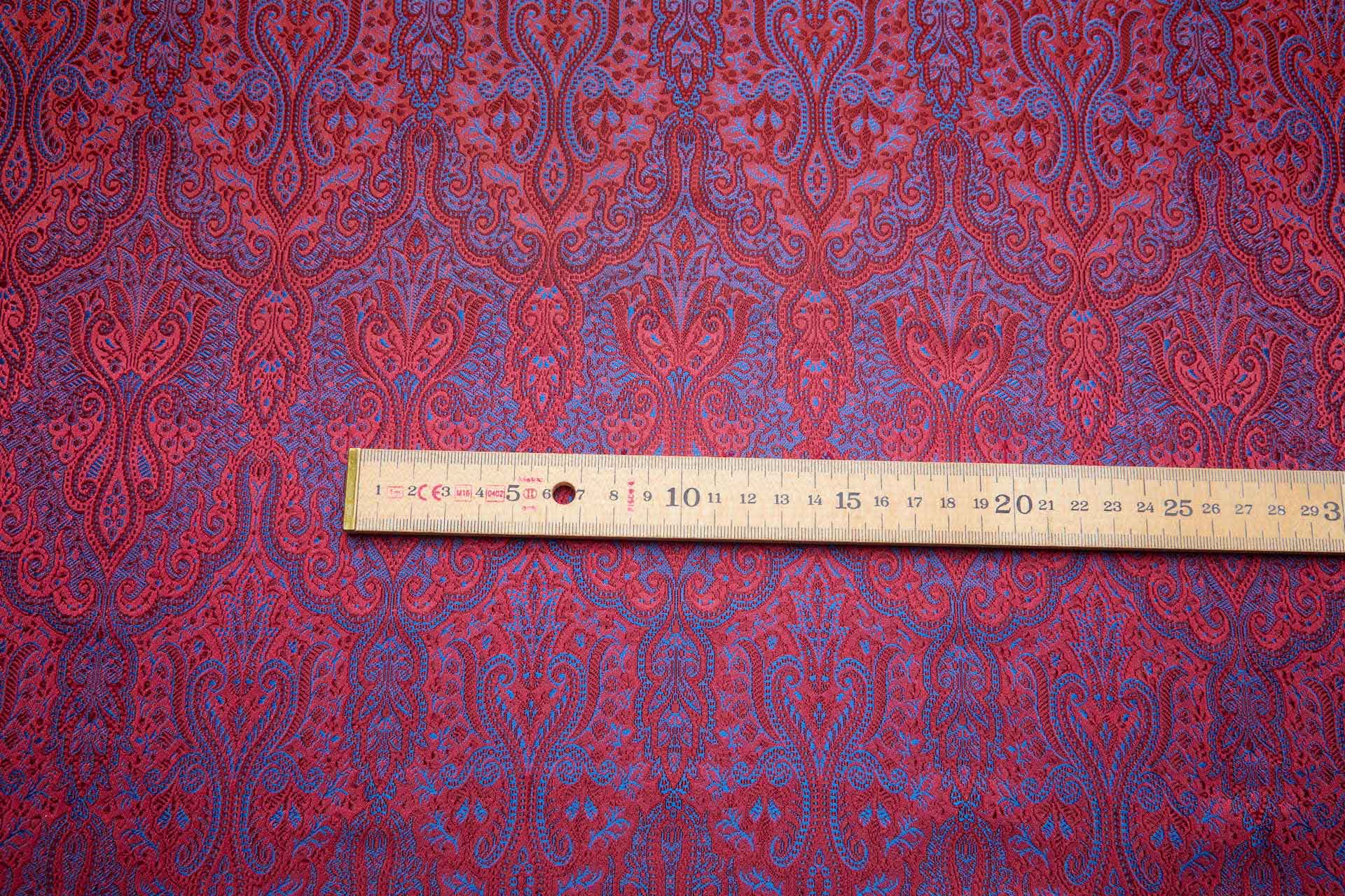 Banaras Brocade - Red, Maroon and Royal Blue fabric, image 10 of 11
