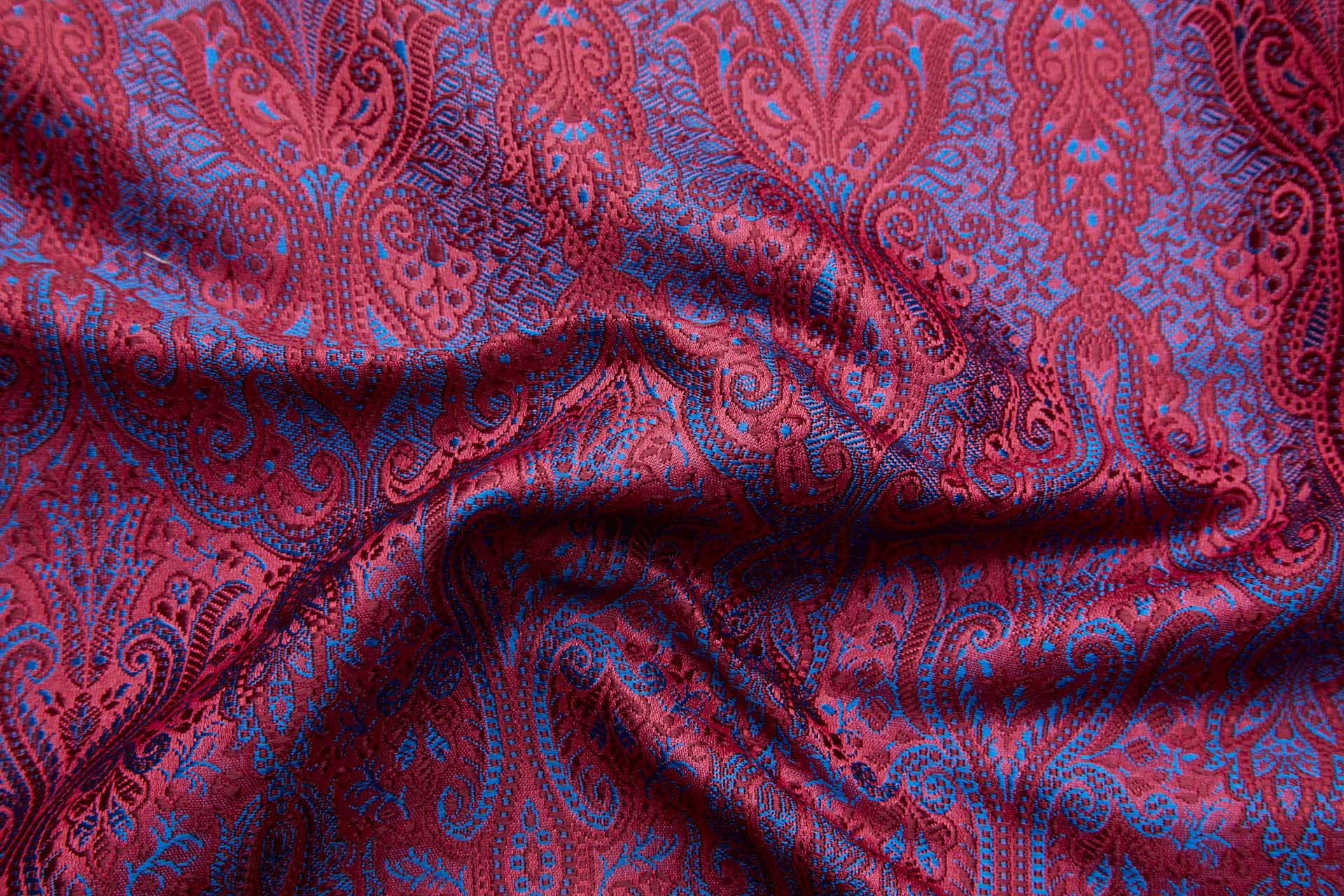 Banaras Brocade - Red, Maroon and Royal Blue fabric, image 2 of 11