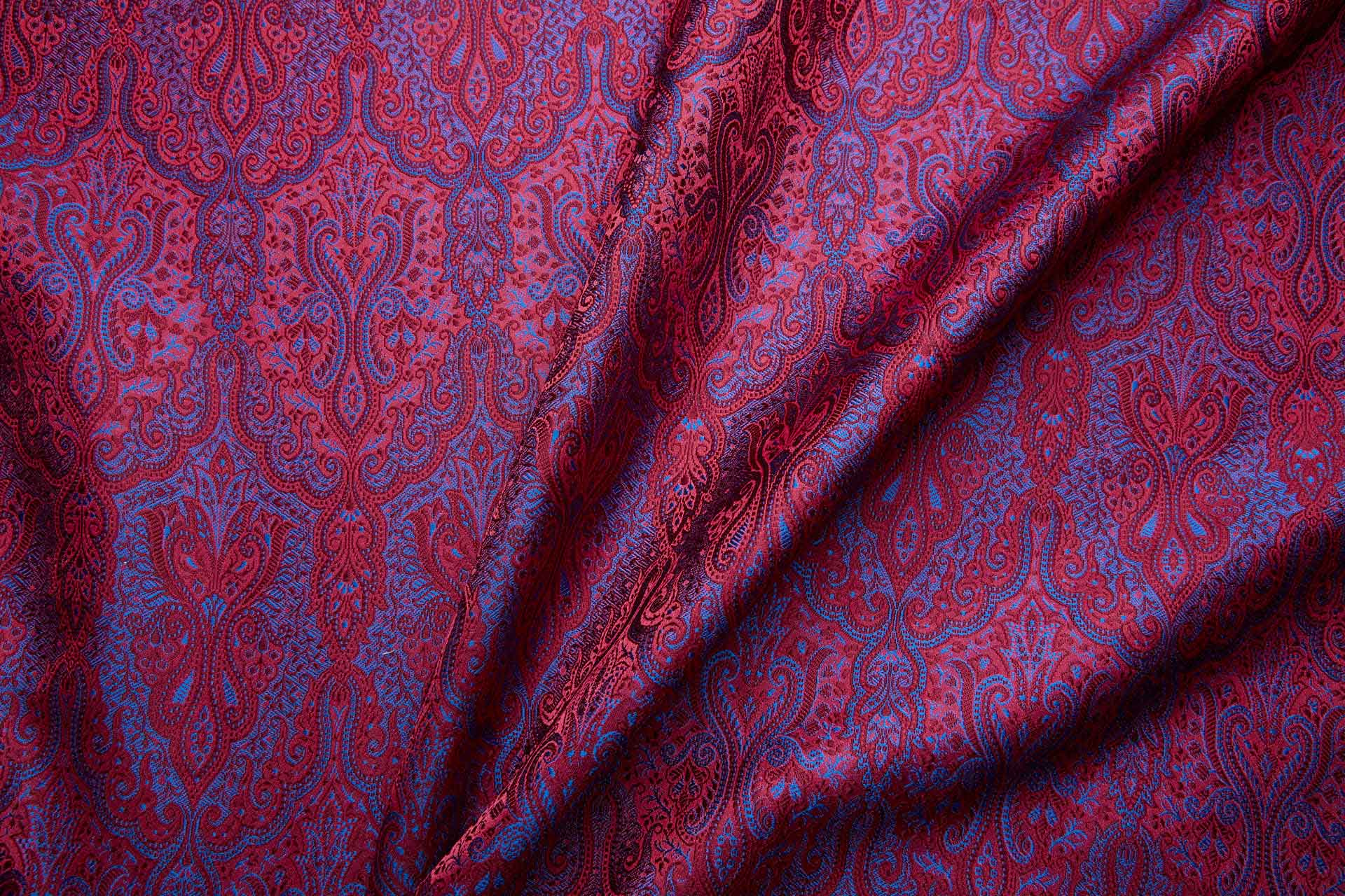 Banaras Brocade - Red, Maroon and Royal Blue fabric, image 7 of 11