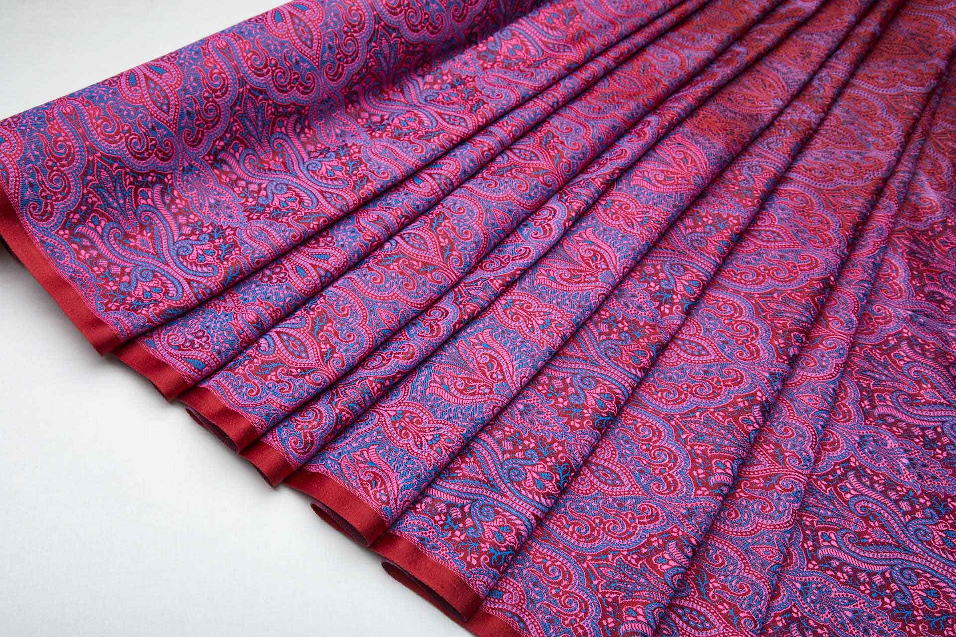 Banaras Brocade - Fuchsia, Red and Royal Blue fabric