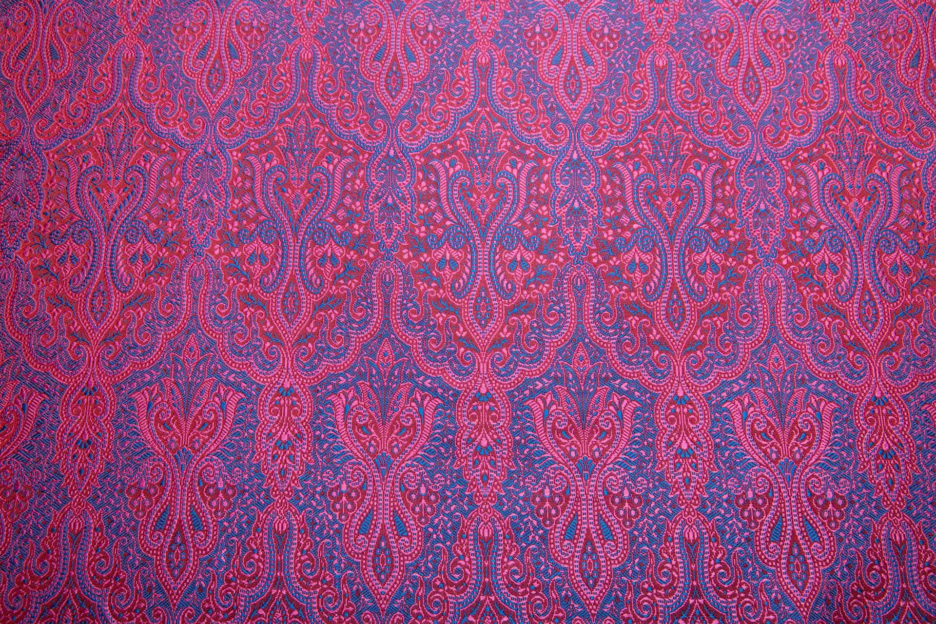 Banaras Brocade - Fuchsia, Red and Royal Blue fabric, image 3 of 11