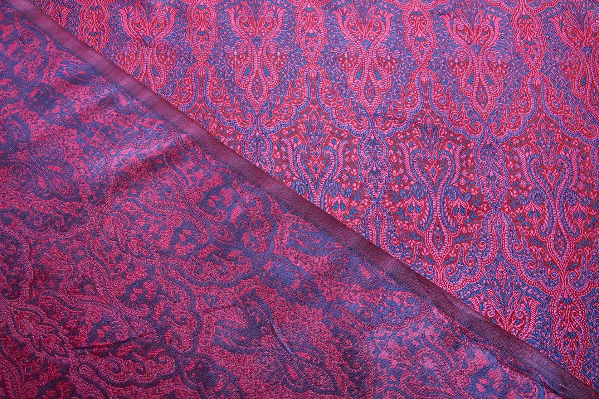 Banaras Brocade - Fuchsia, Red and Royal Blue fabric, image 6 of 11