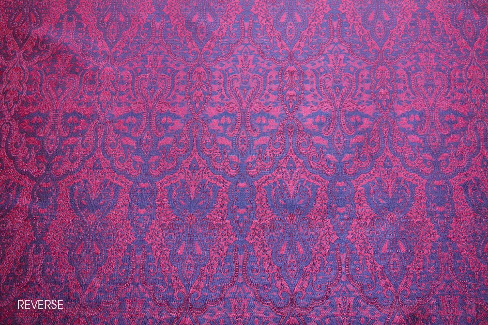Banaras Brocade - Fuchsia, Red and Royal Blue fabric, image 8 of 11