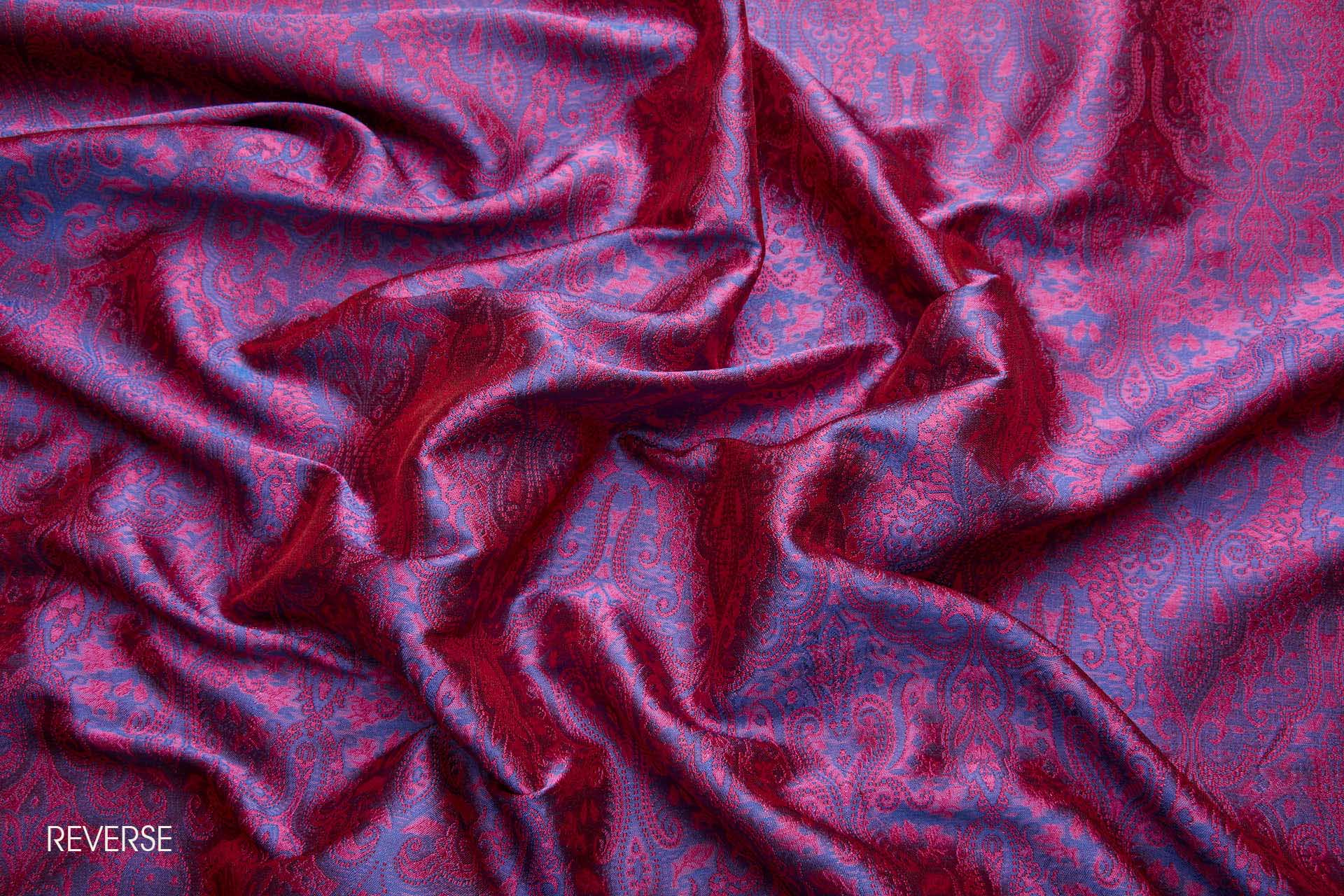 Banaras Brocade - Fuchsia, Red and Royal Blue fabric, image 9 of 11