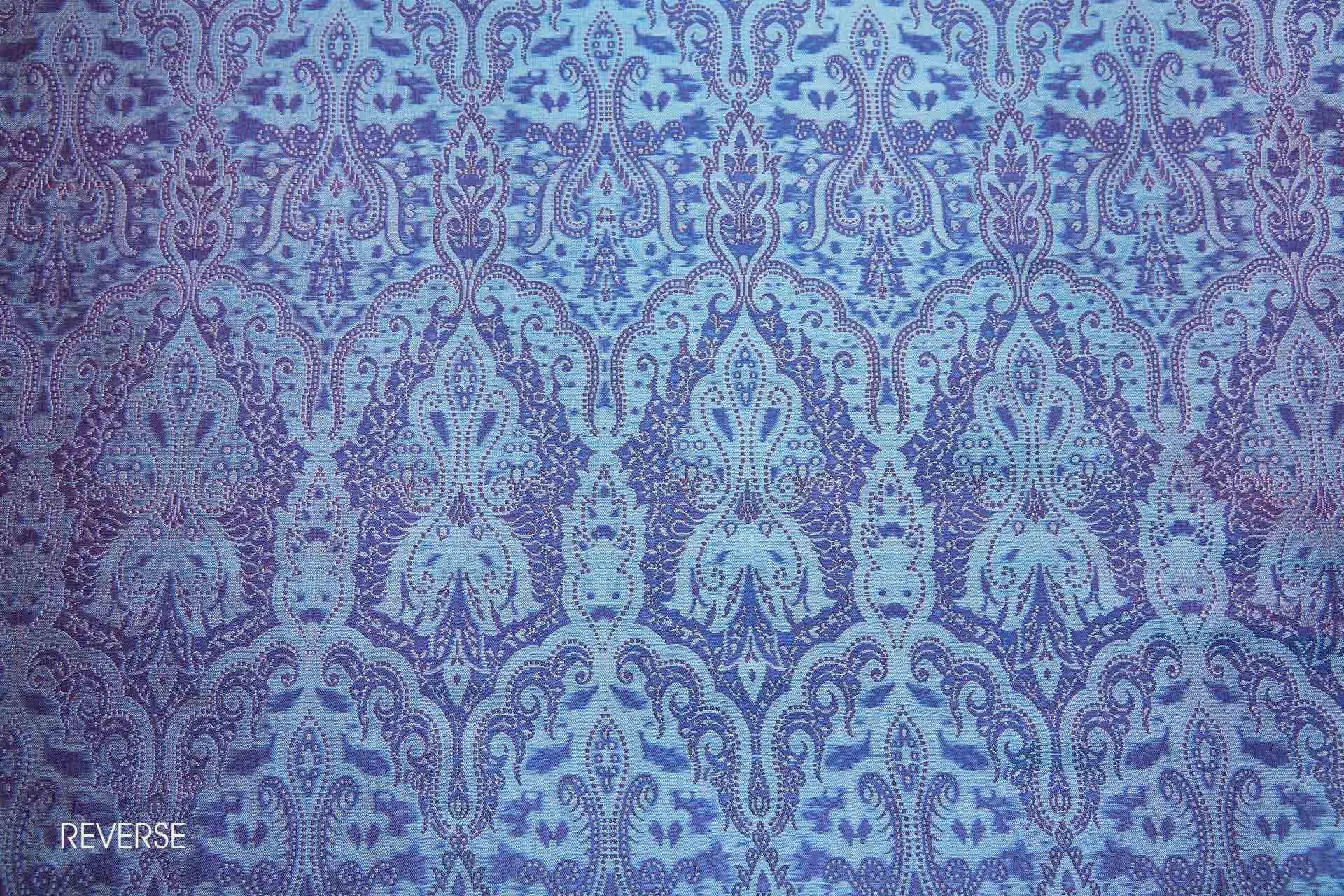 Banaras Brocade - Royal Blue, Paler Blue and Red fabric, image 6 of 11
