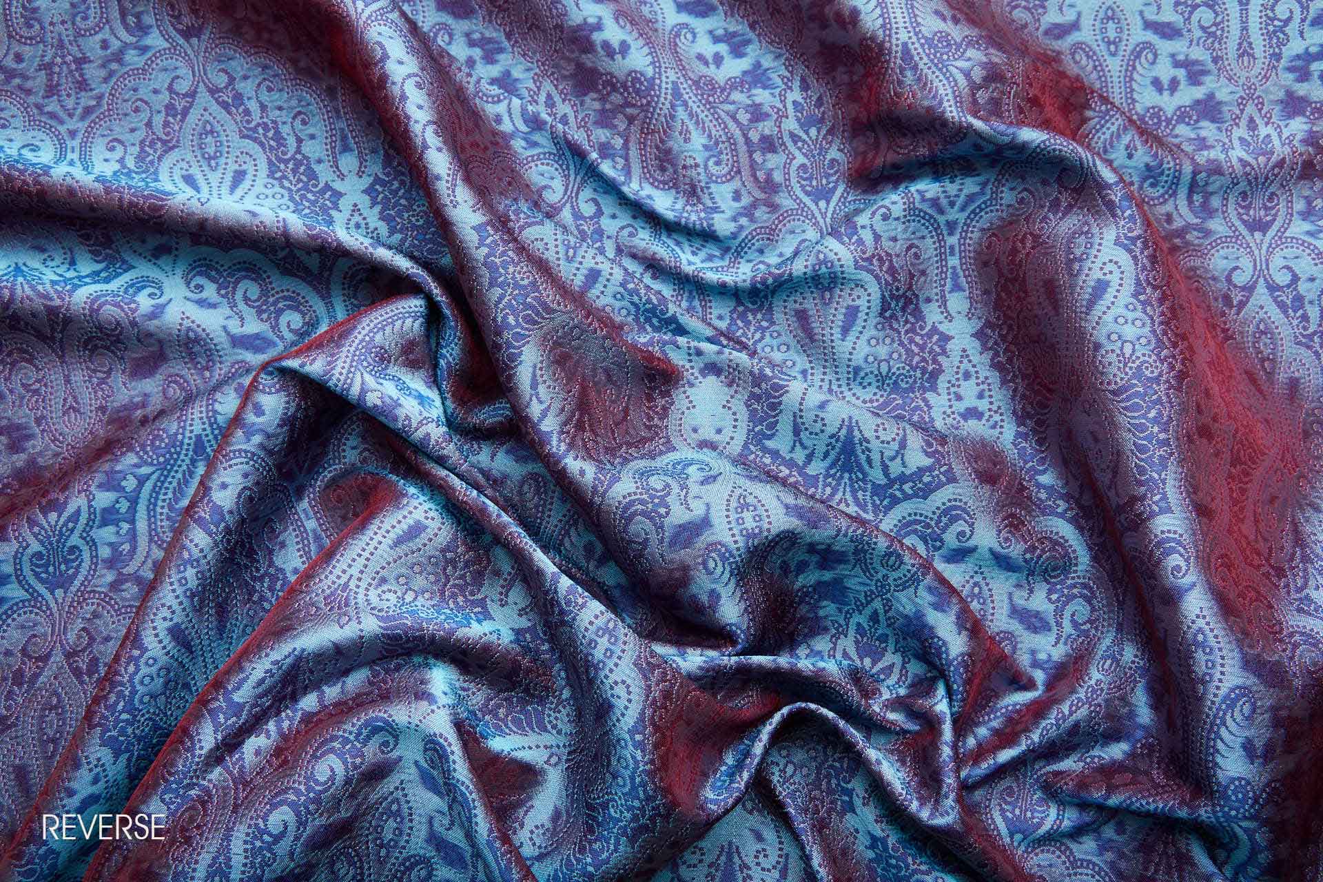 Banaras Brocade - Royal Blue, Paler Blue and Red fabric, image 5 of 11