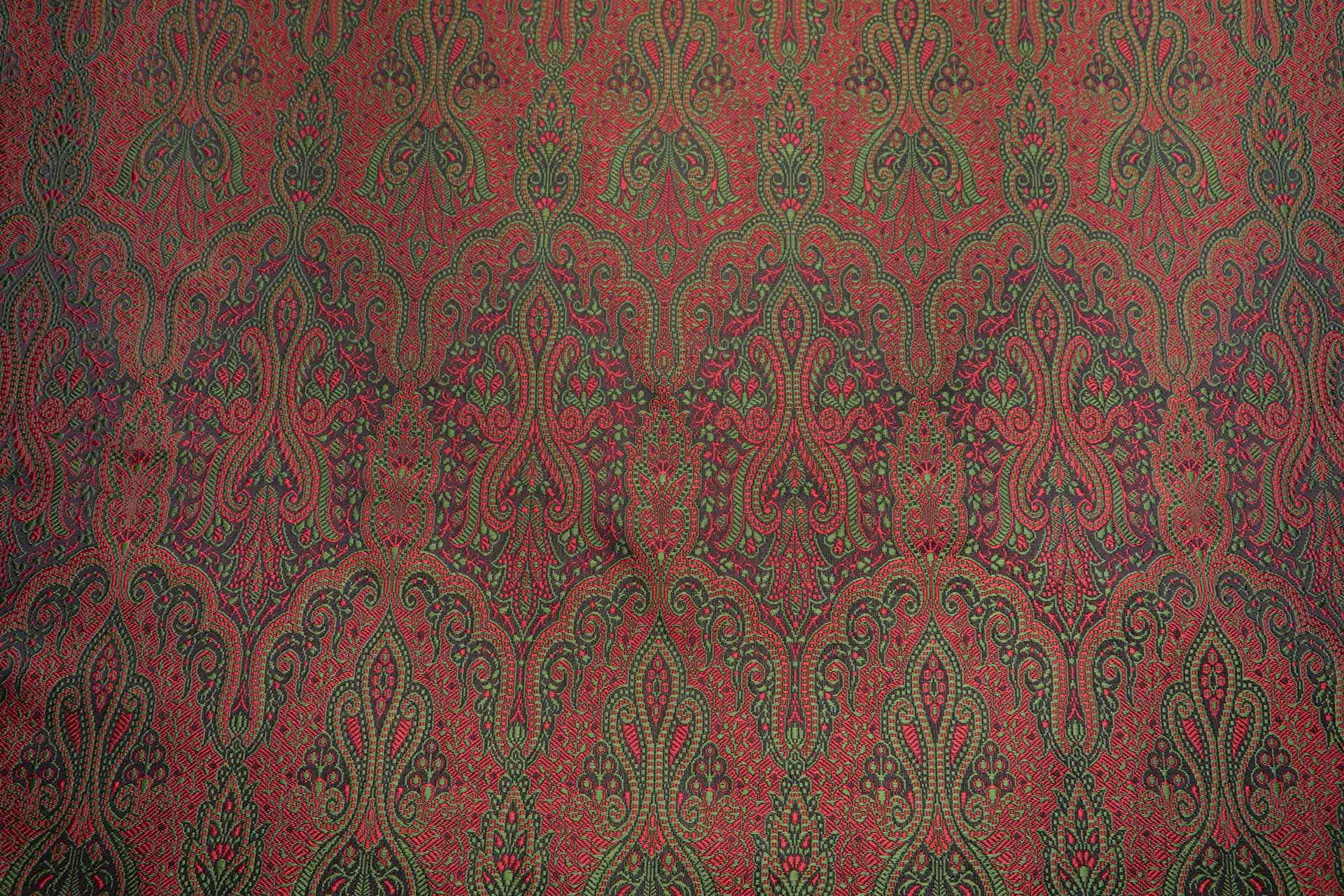 Banaras Brocade - Green, Red and Black fabric, image 9 of 10