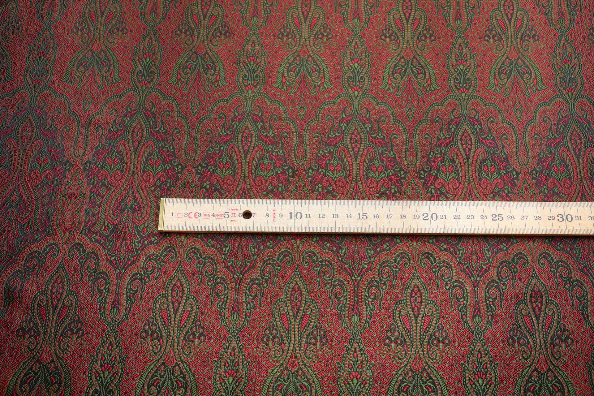 Banaras Brocade - Green, Red and Black fabric, image 10 of 10