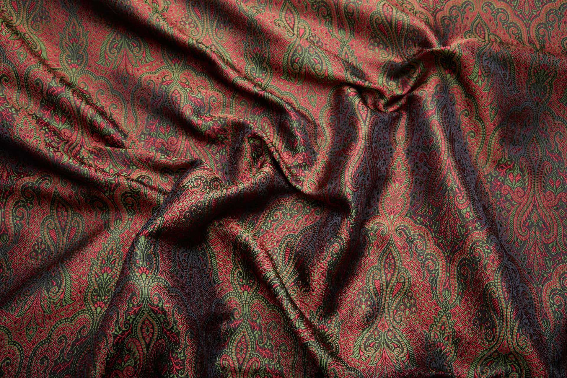 Banaras Brocade - Green, Red and Black fabric, image 5 of 10