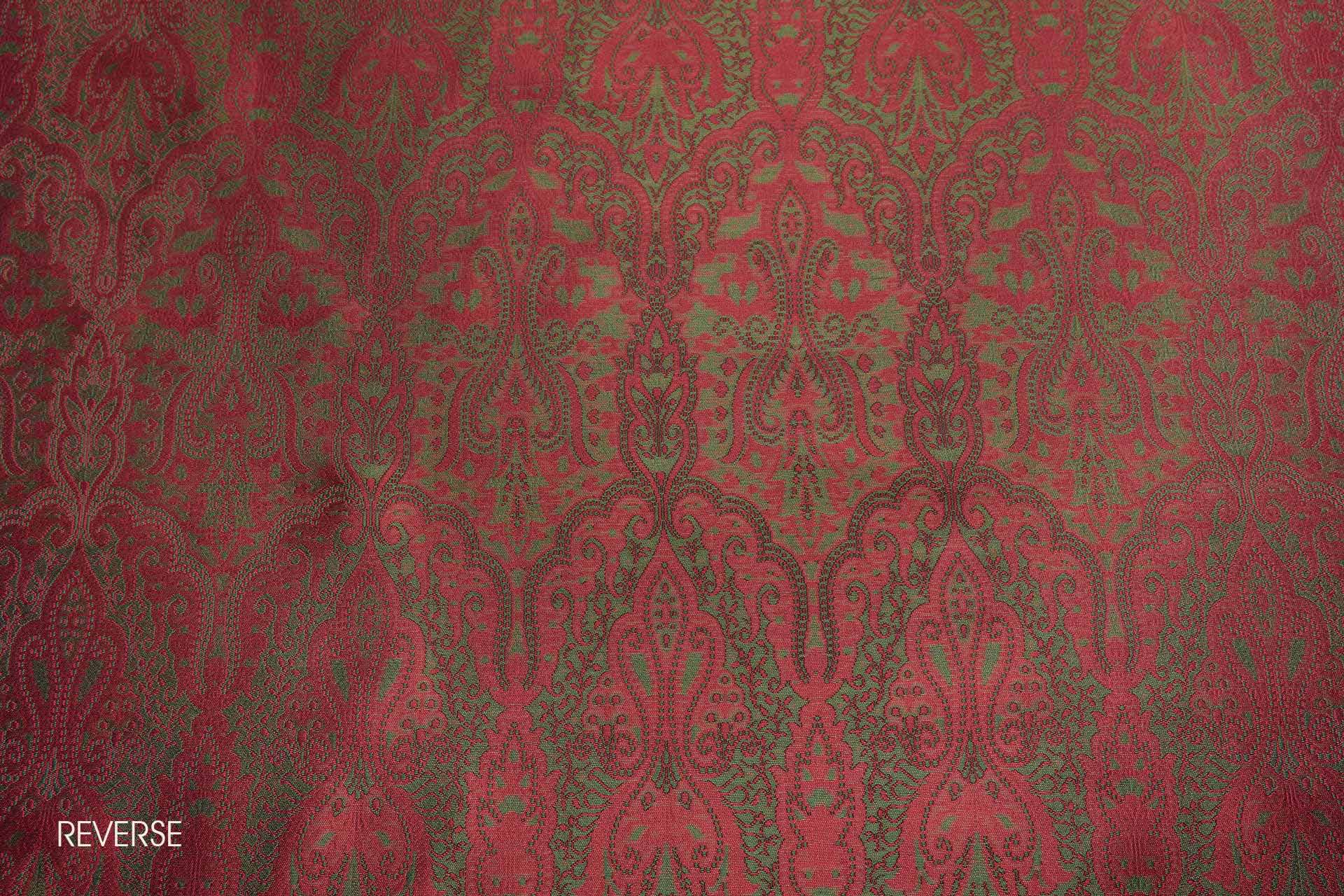 Banaras Brocade - Green, Red and Black fabric, image 7 of 10