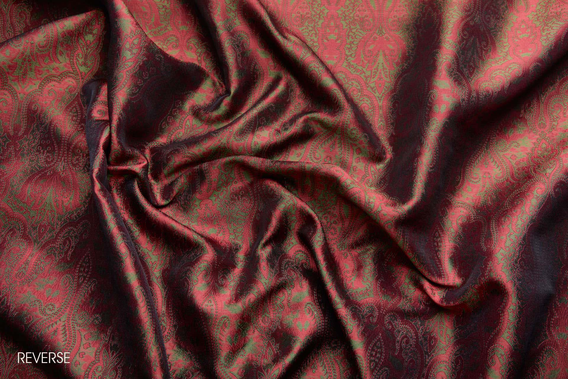 Banaras Brocade - Green, Red and Black fabric, image 8 of 10