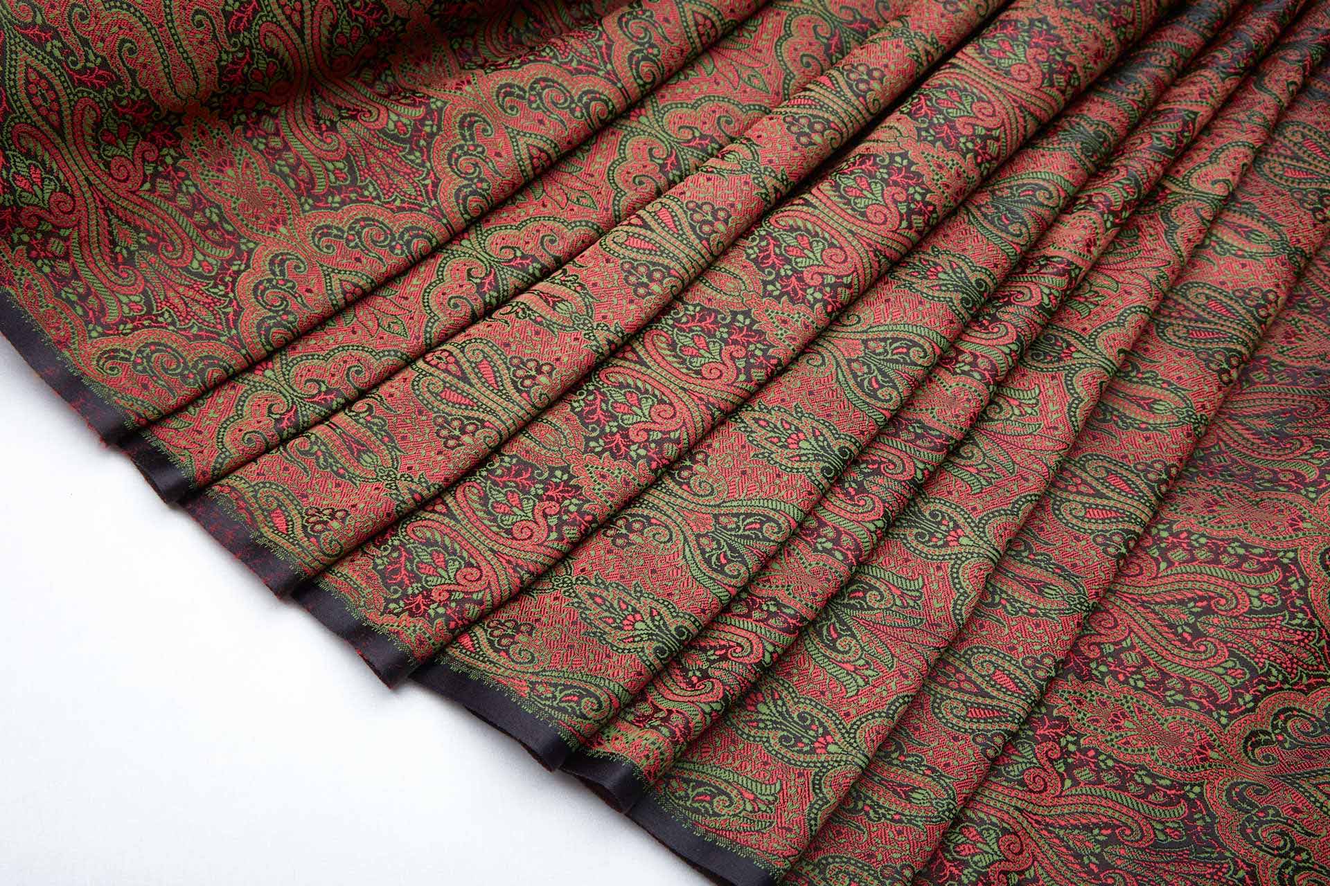 Banaras Brocade - Green, Red and Black fabric
