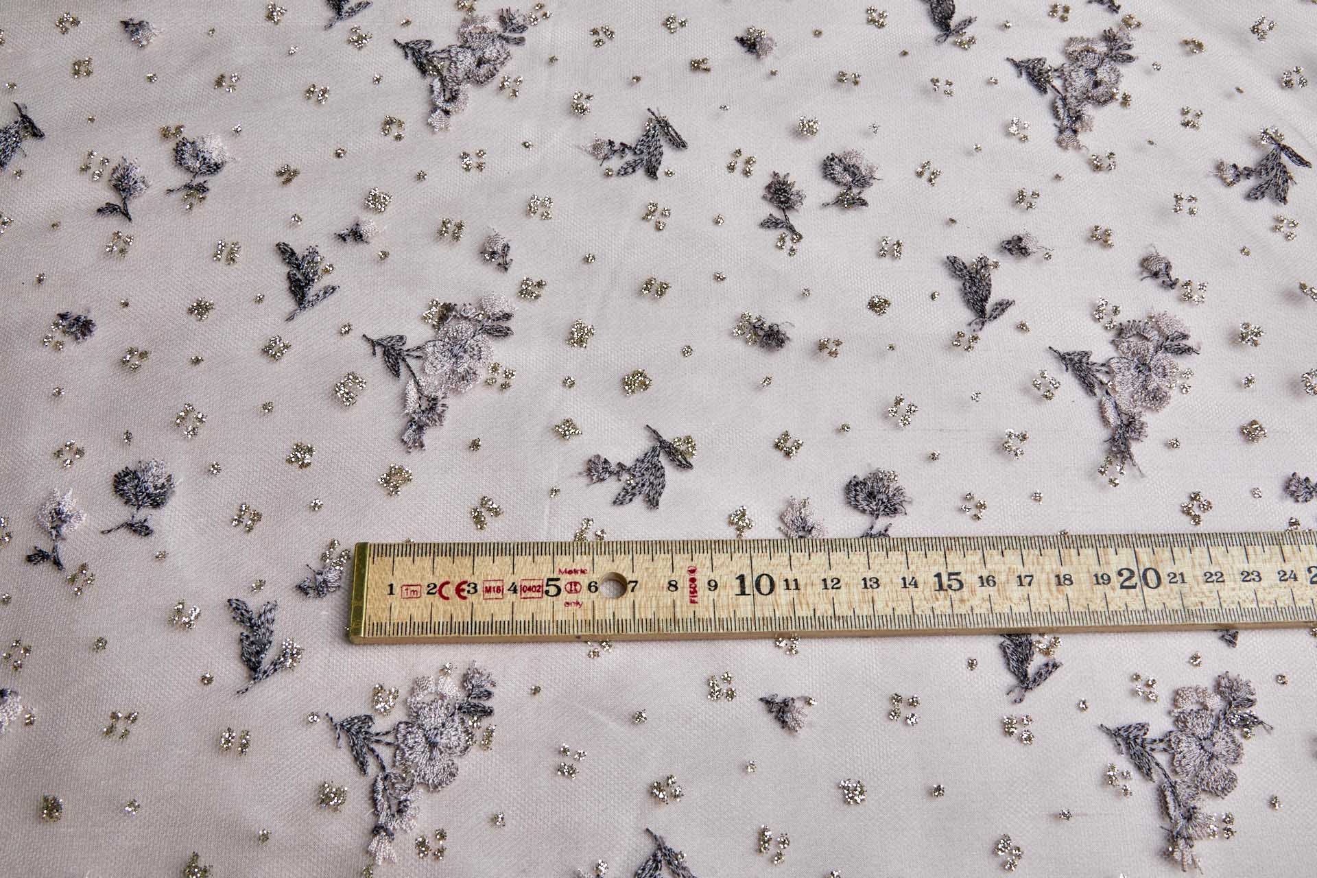 Dainty Heather and Dusky Pink Flowers on Illusion Tulle fabric, image 4 of 10
