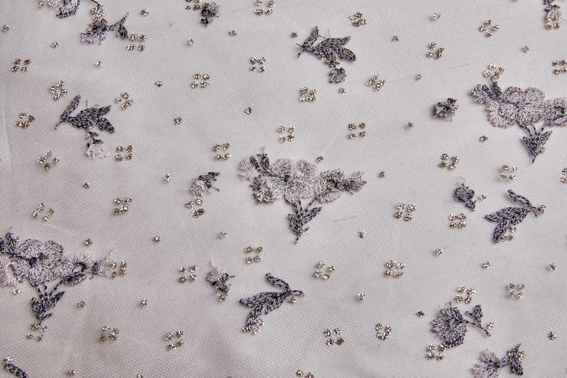 Dainty Heather and Dusky Pink Flowers on Illusion Tulle fabric, image 8 of 10