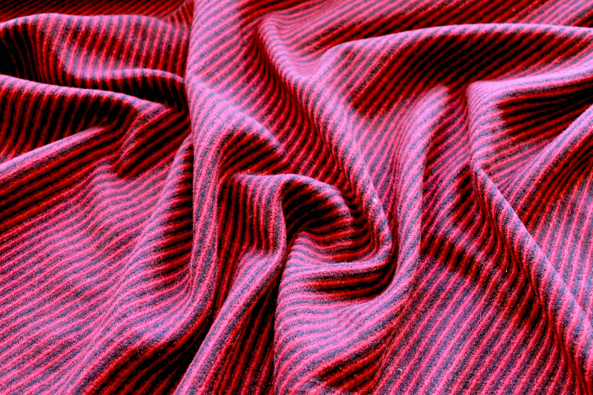 Red and Black Diagonal Stripe Wool fabric, image 3 of 6