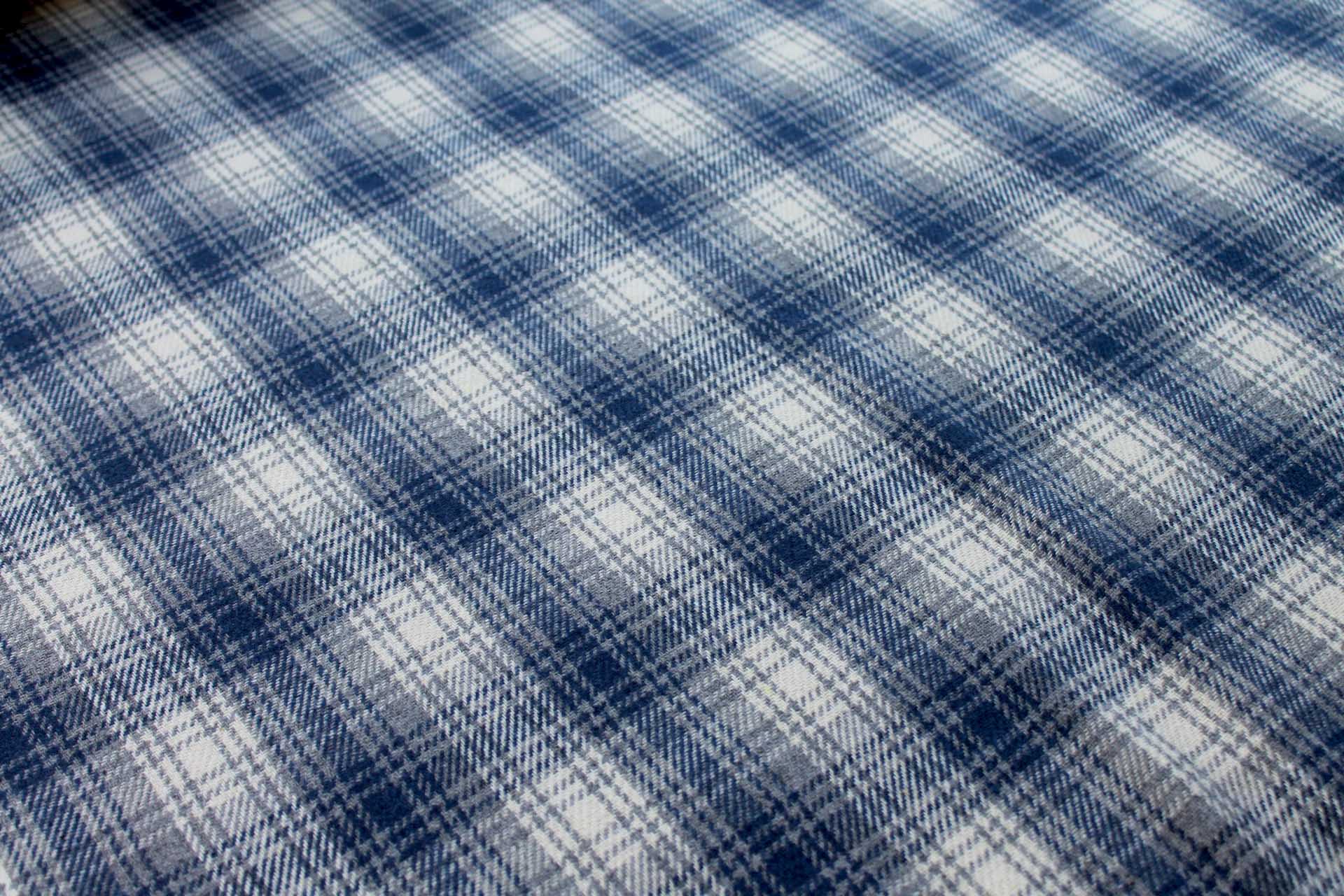 Checked Wool Flannel - Blue, Grey & Ivory fabric, image 2 of 6