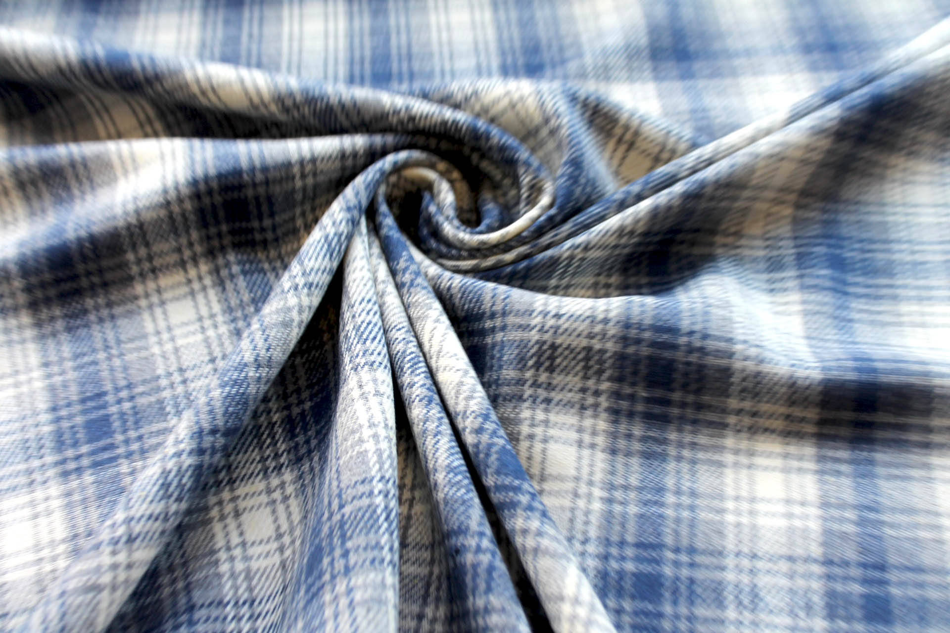 Checked Wool Flannel - Blue, Grey & Ivory fabric, image 3 of 6