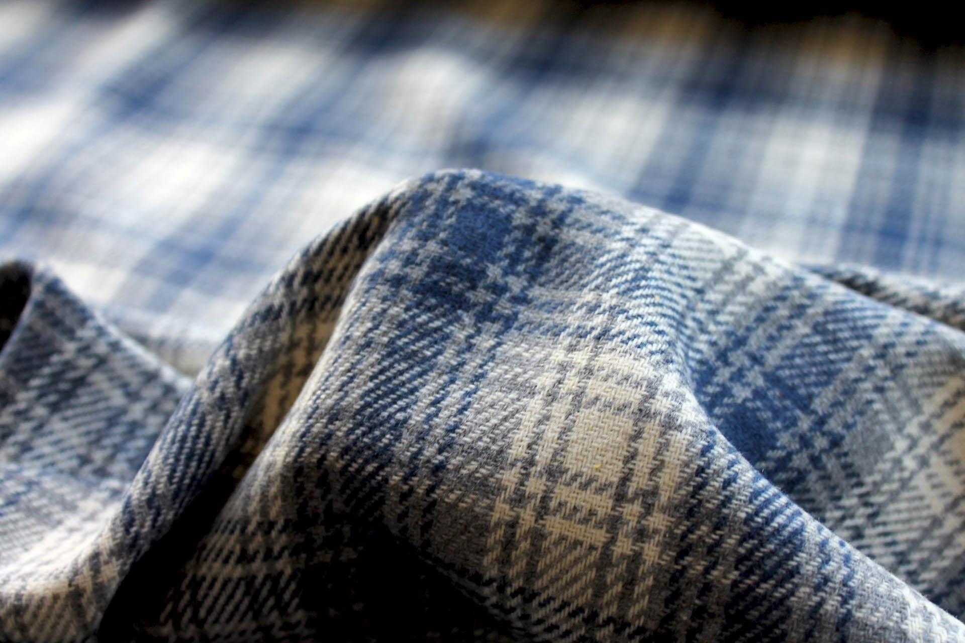 Checked Wool Flannel - Blue, Grey & Ivory fabric, image 5 of 6