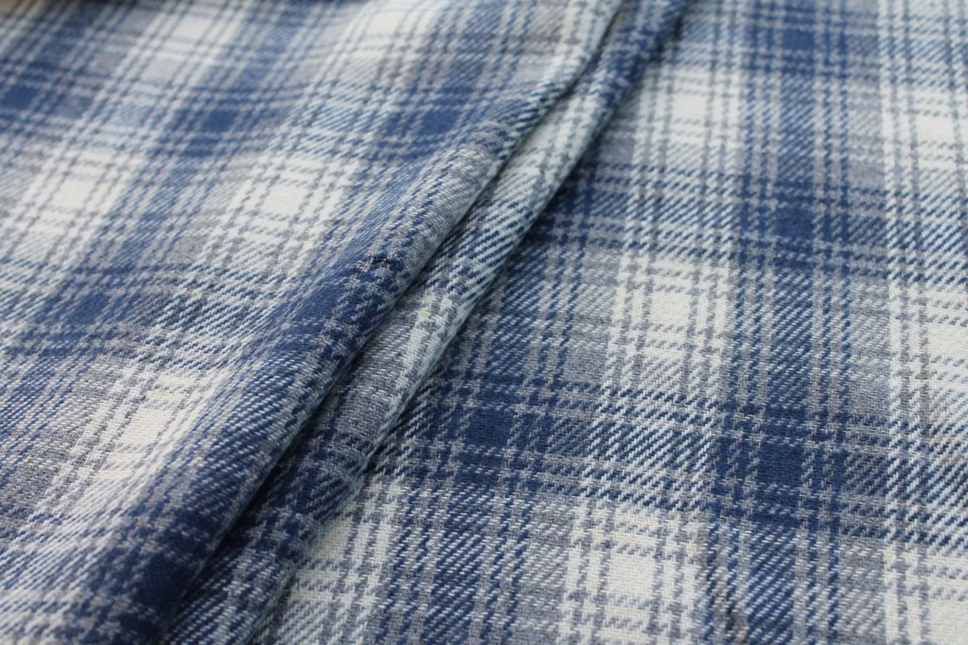 Checked Wool Flannel - Blue, Grey & Ivory fabric, image 6 of 6