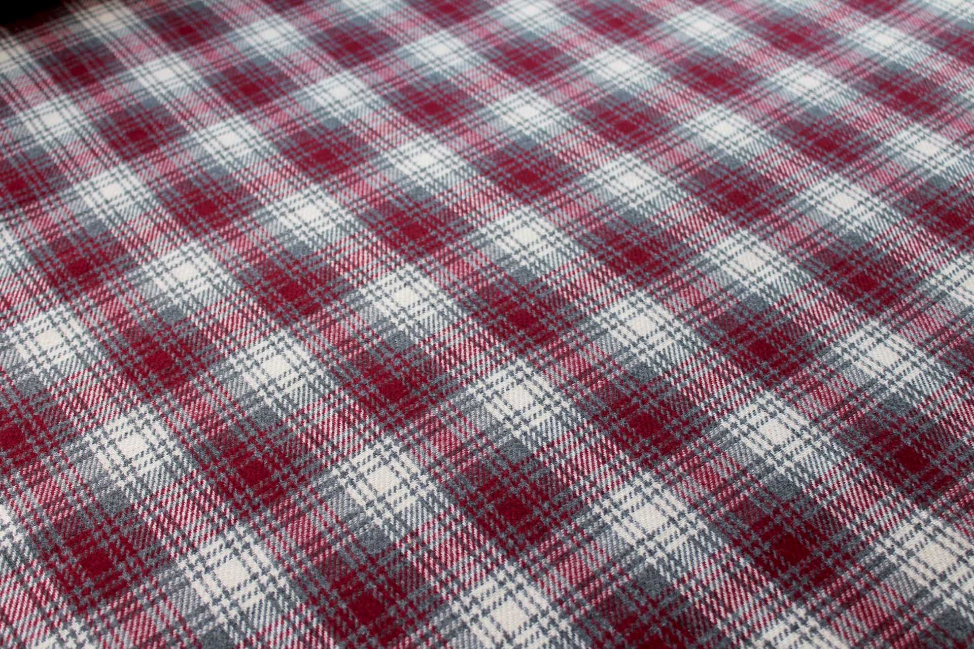 Checked Wool Flannel - Grey, Burgundy & Ivory fabric, image 2 of 5