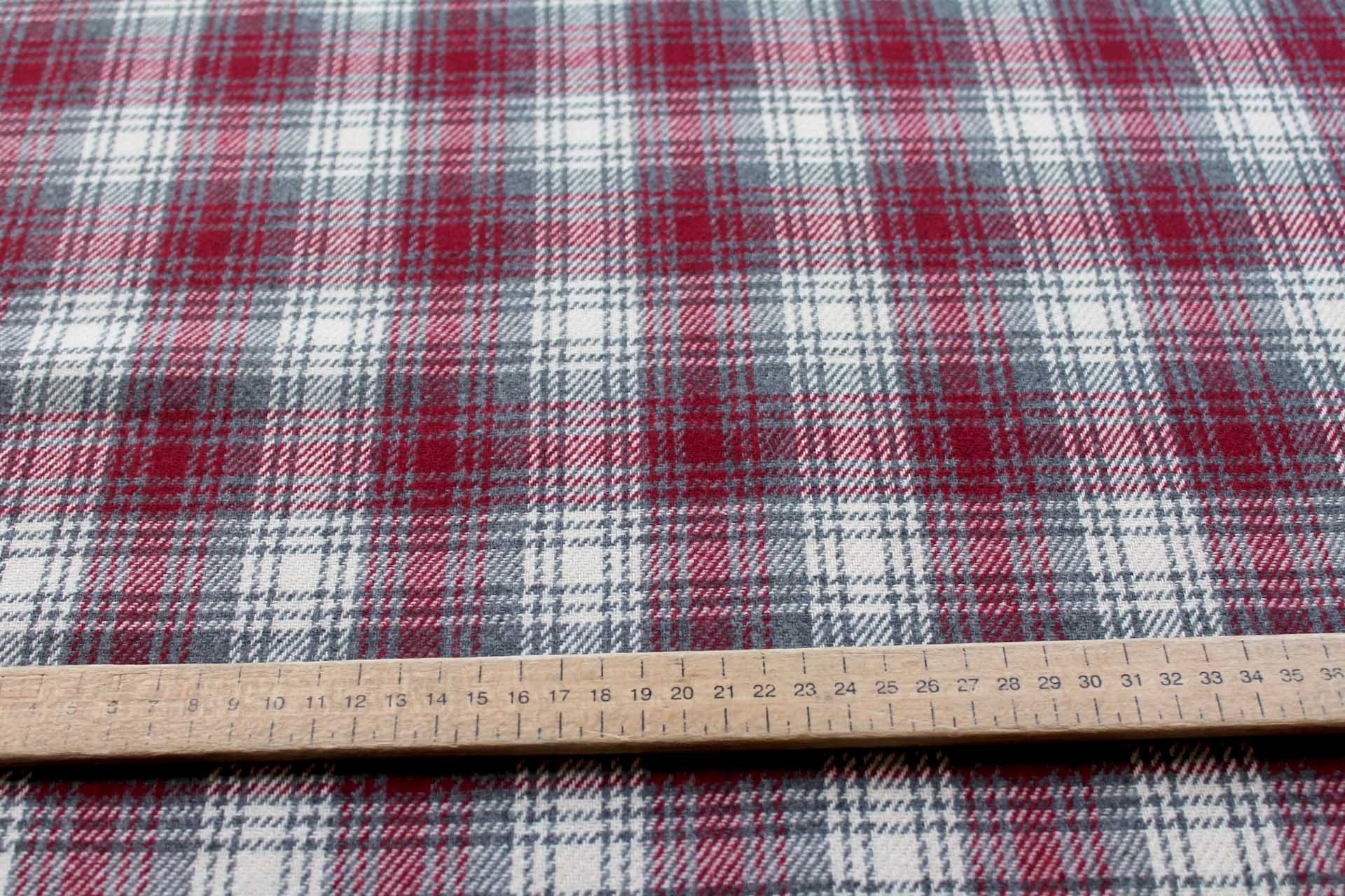 Checked Wool Flannel - Grey, Burgundy & Ivory fabric, image 5 of 5