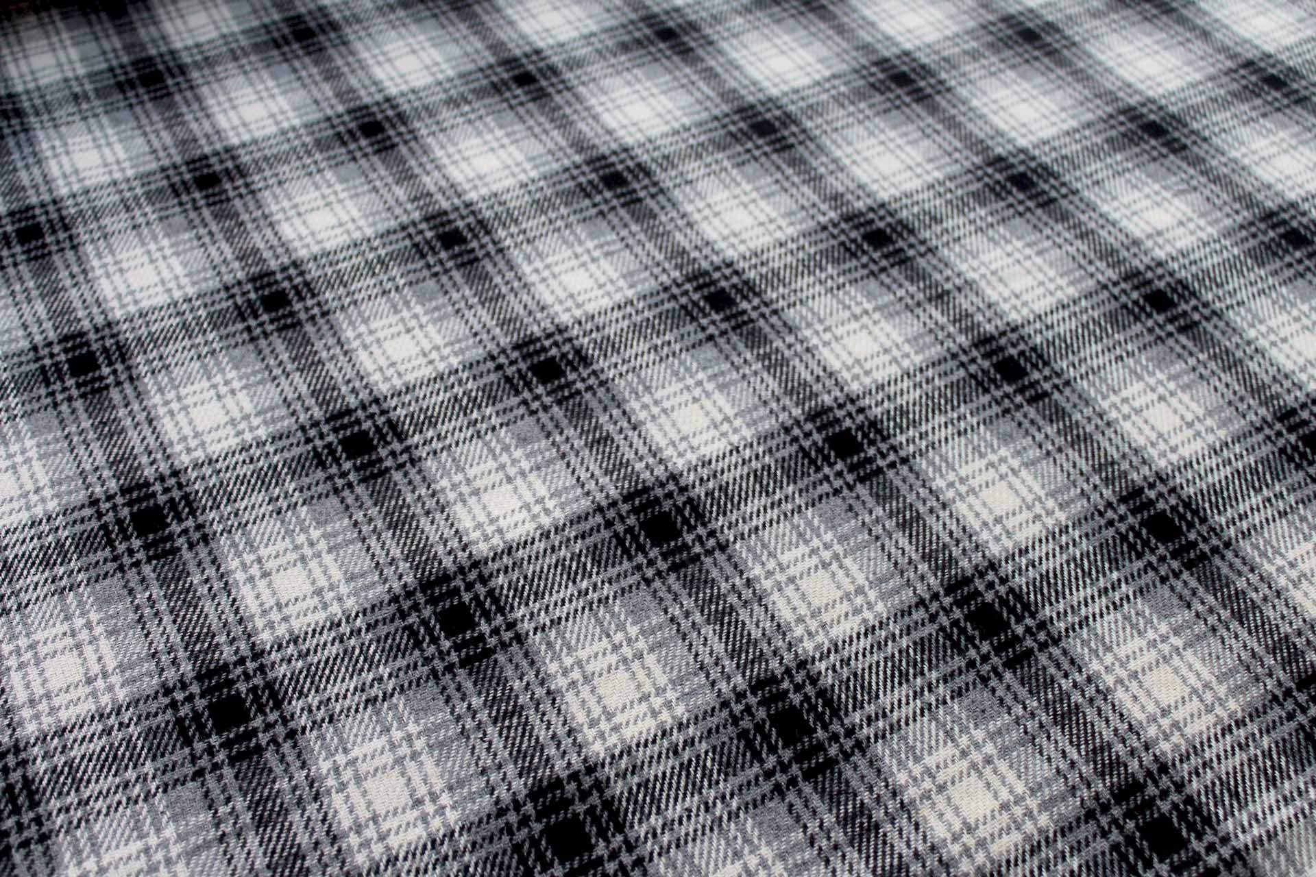 Checked Wool Flannel - Grey, Black & Ivory fabric, image 2 of 7