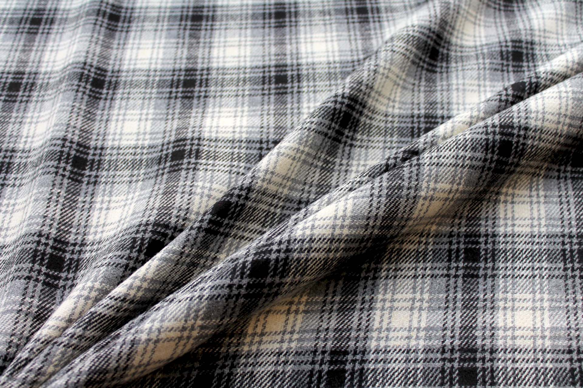 Checked Wool Flannel - Grey, Black & Ivory fabric