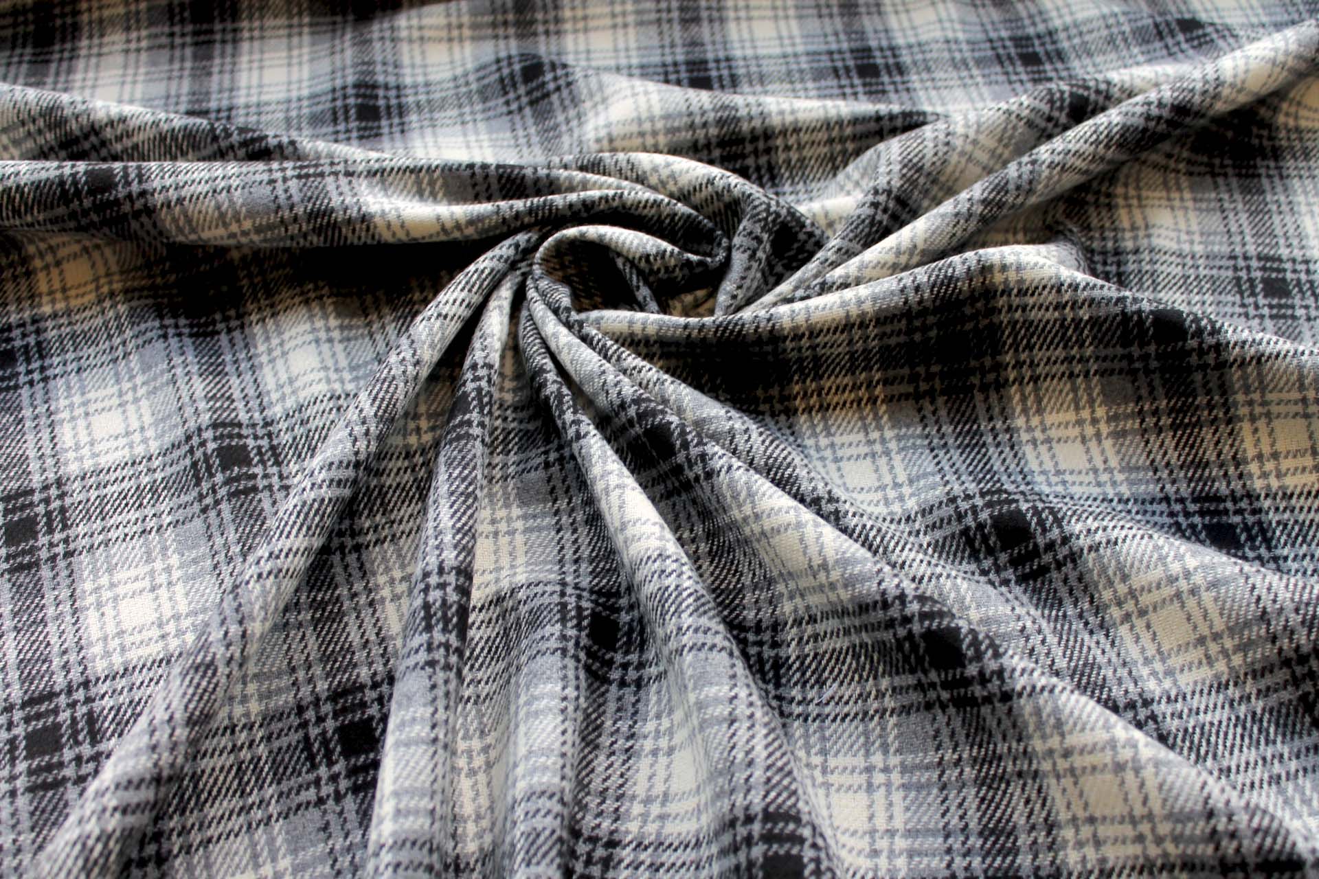 Checked Wool Flannel - Grey, Black & Ivory fabric, image 3 of 7