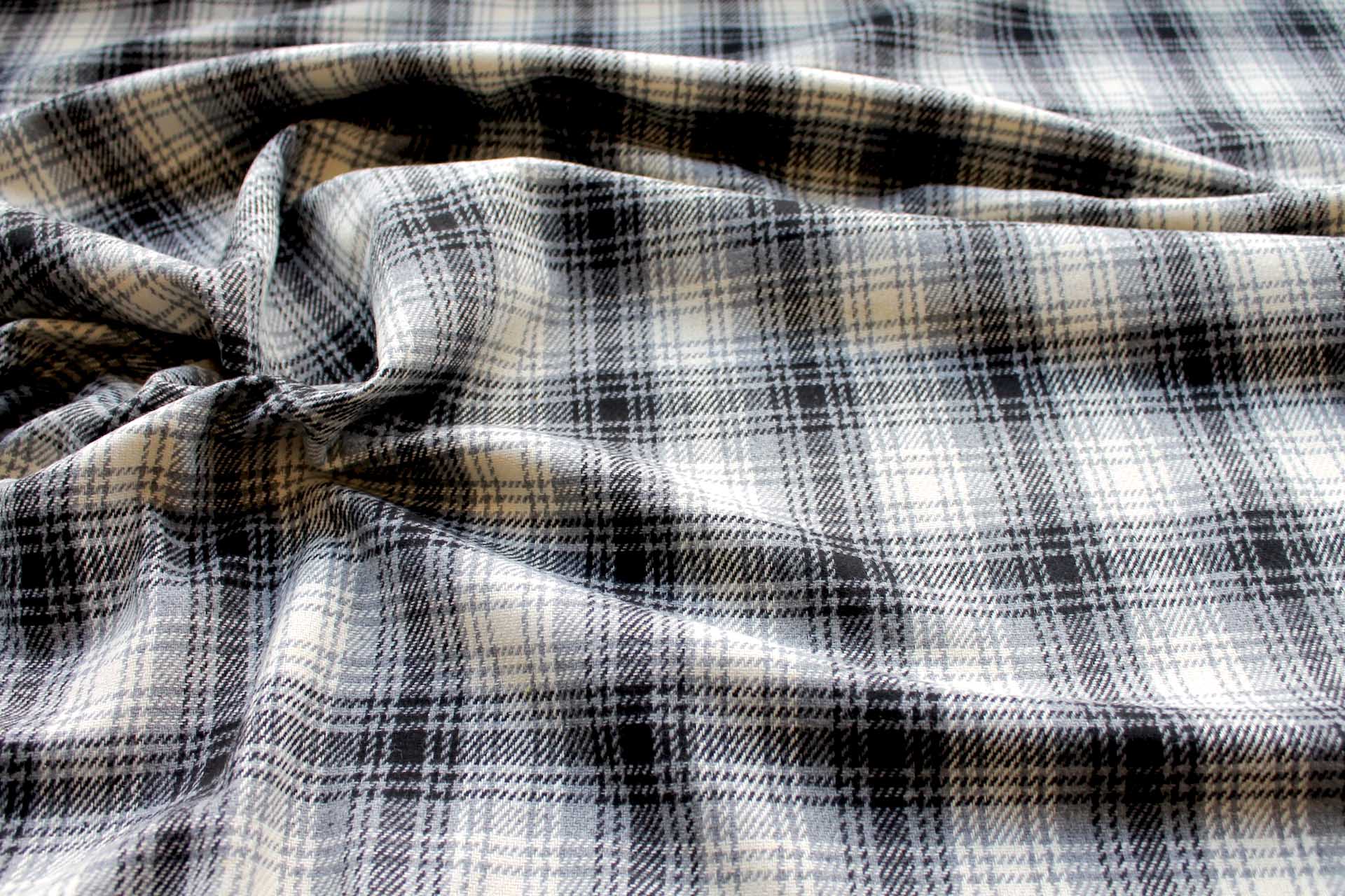 Checked Wool Flannel - Grey, Black & Ivory fabric, image 4 of 7
