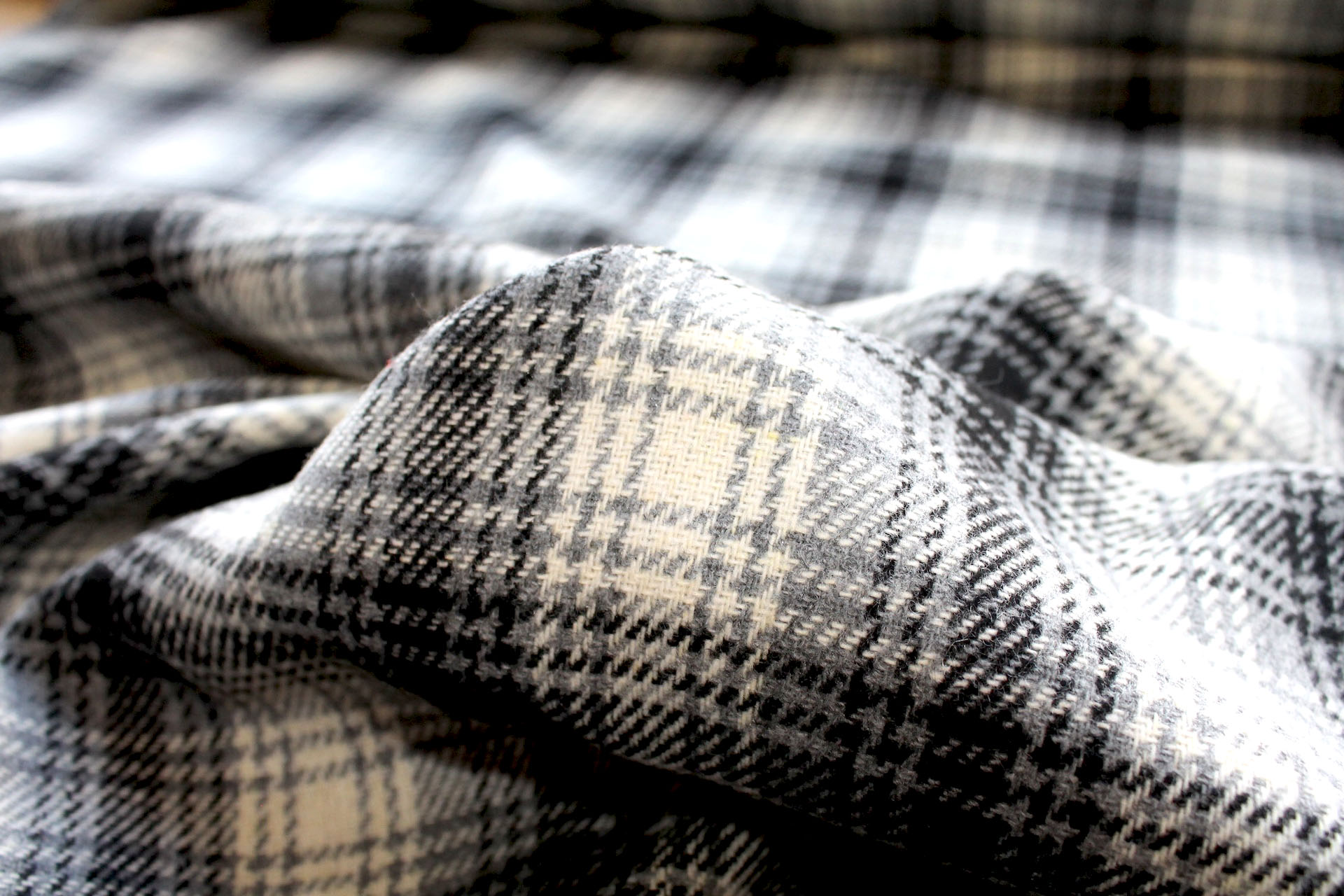 Checked Wool Flannel - Grey, Black & Ivory fabric, image 5 of 7