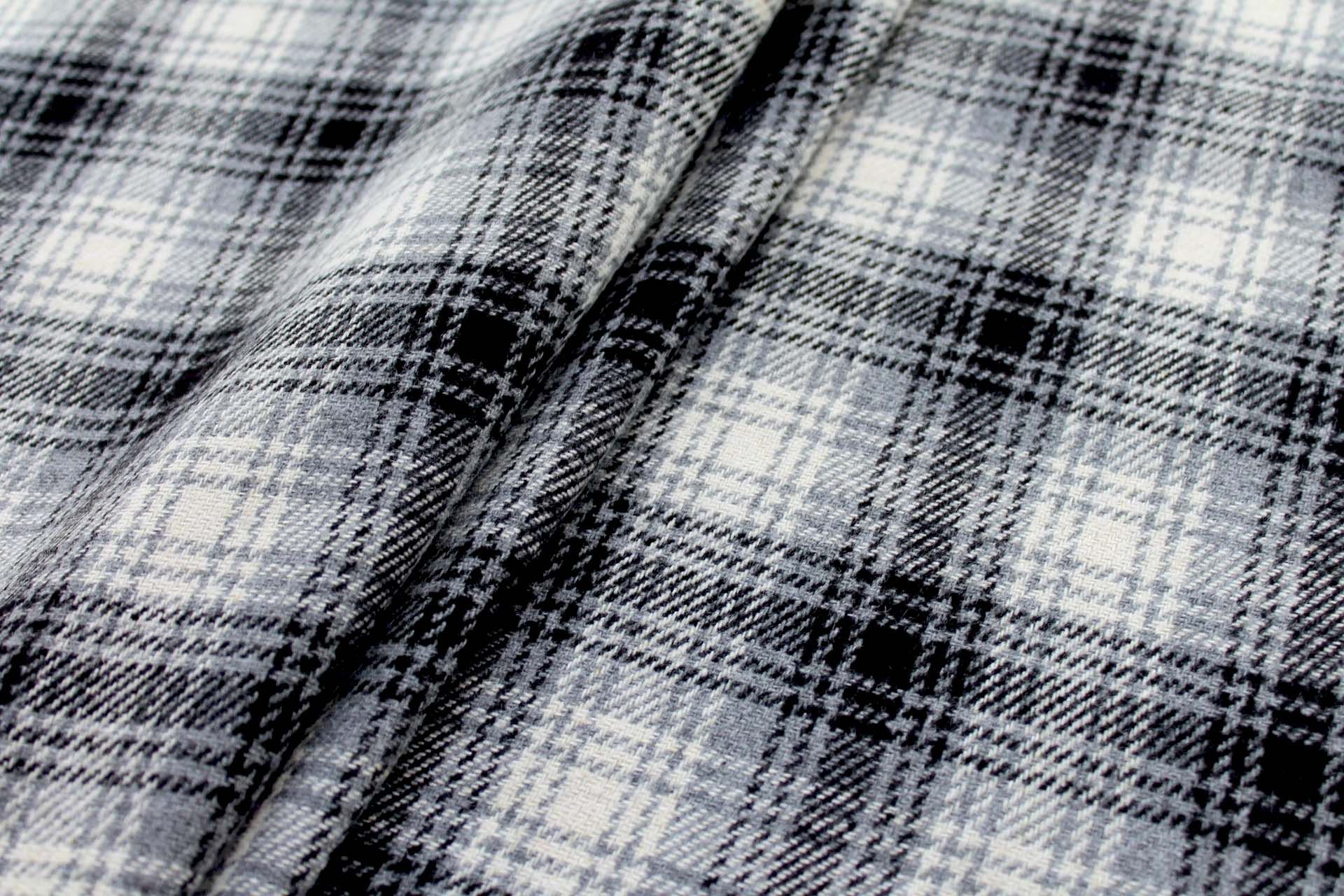 Checked Wool Flannel - Grey, Black & Ivory fabric, image 6 of 7